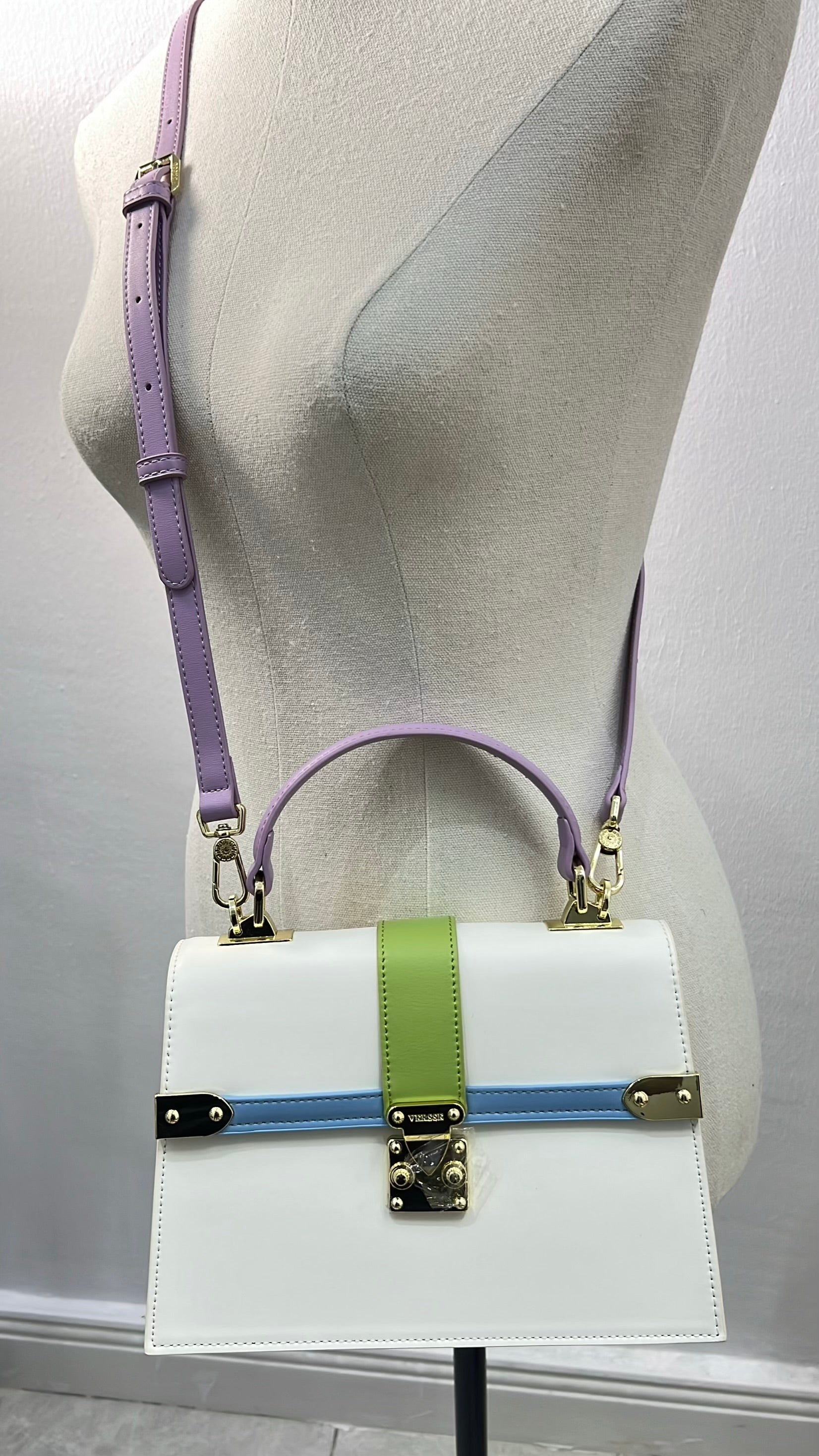 Versse Structured Top Handle Mini Bag in Wine in White