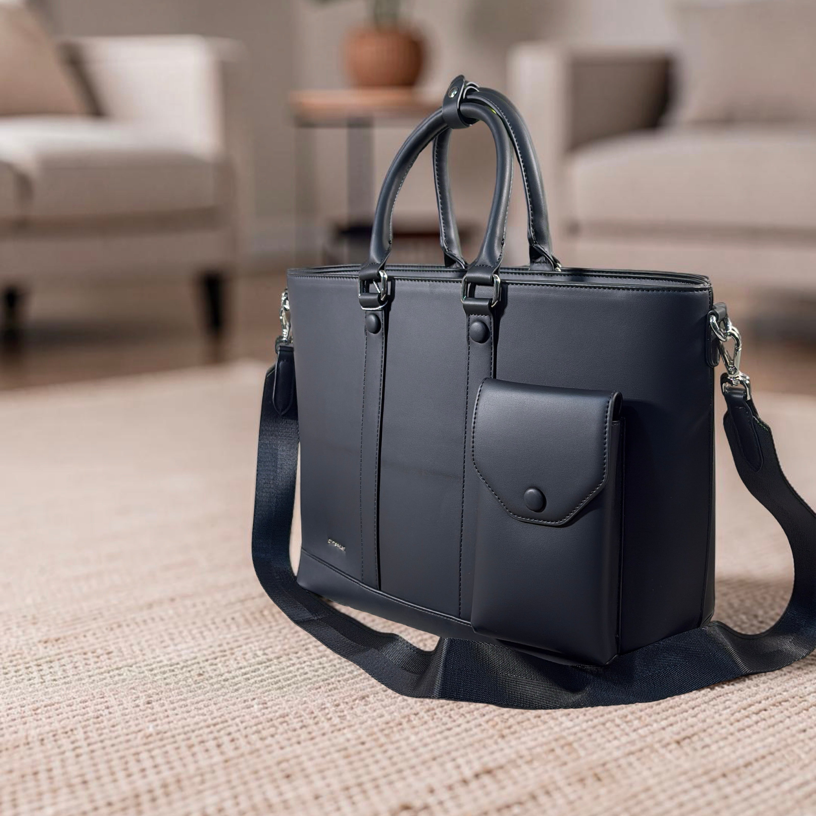 Chrisbella Large Phone-Pocket Bag in Black