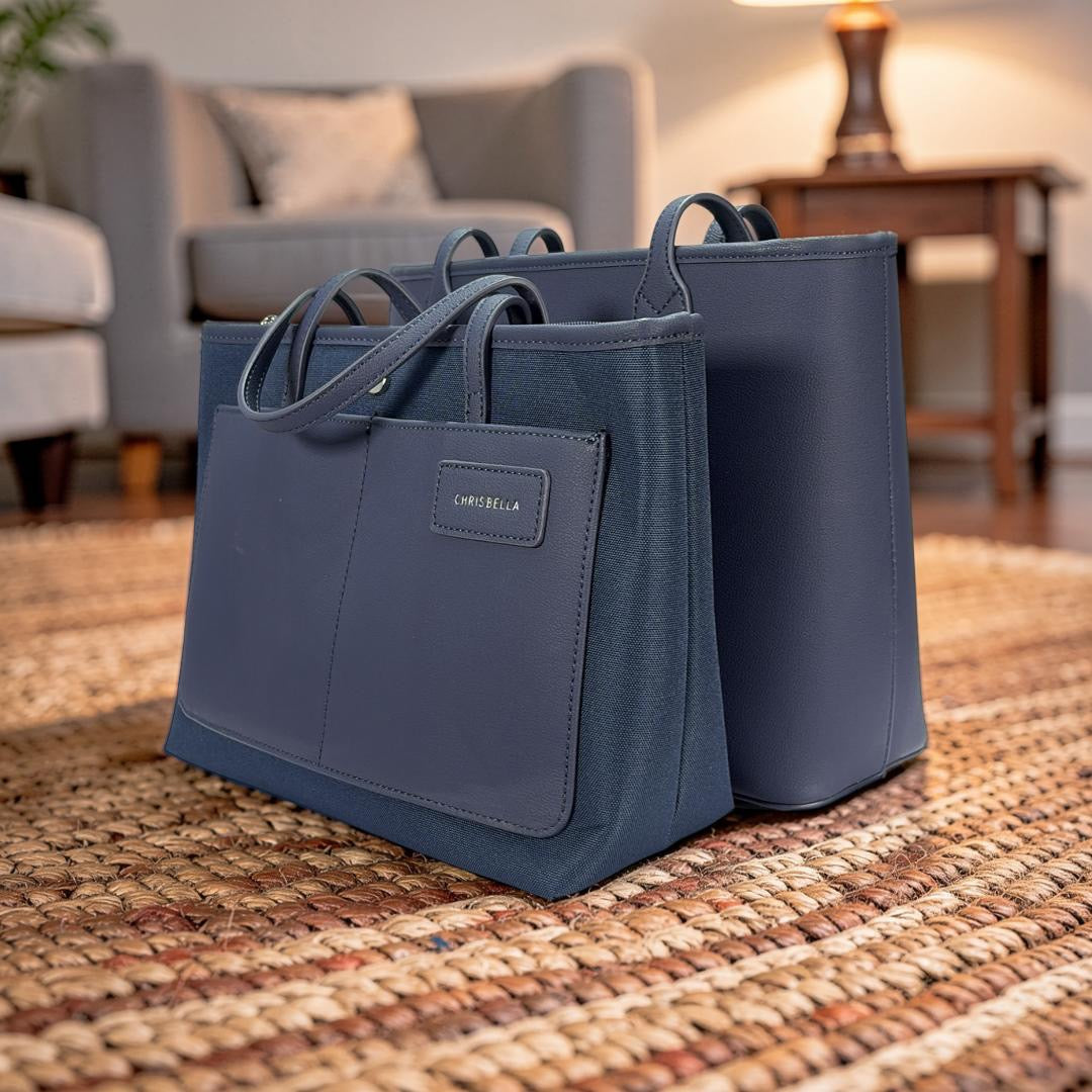 Chrisbella 2-in-1 Classic Tote in Navy