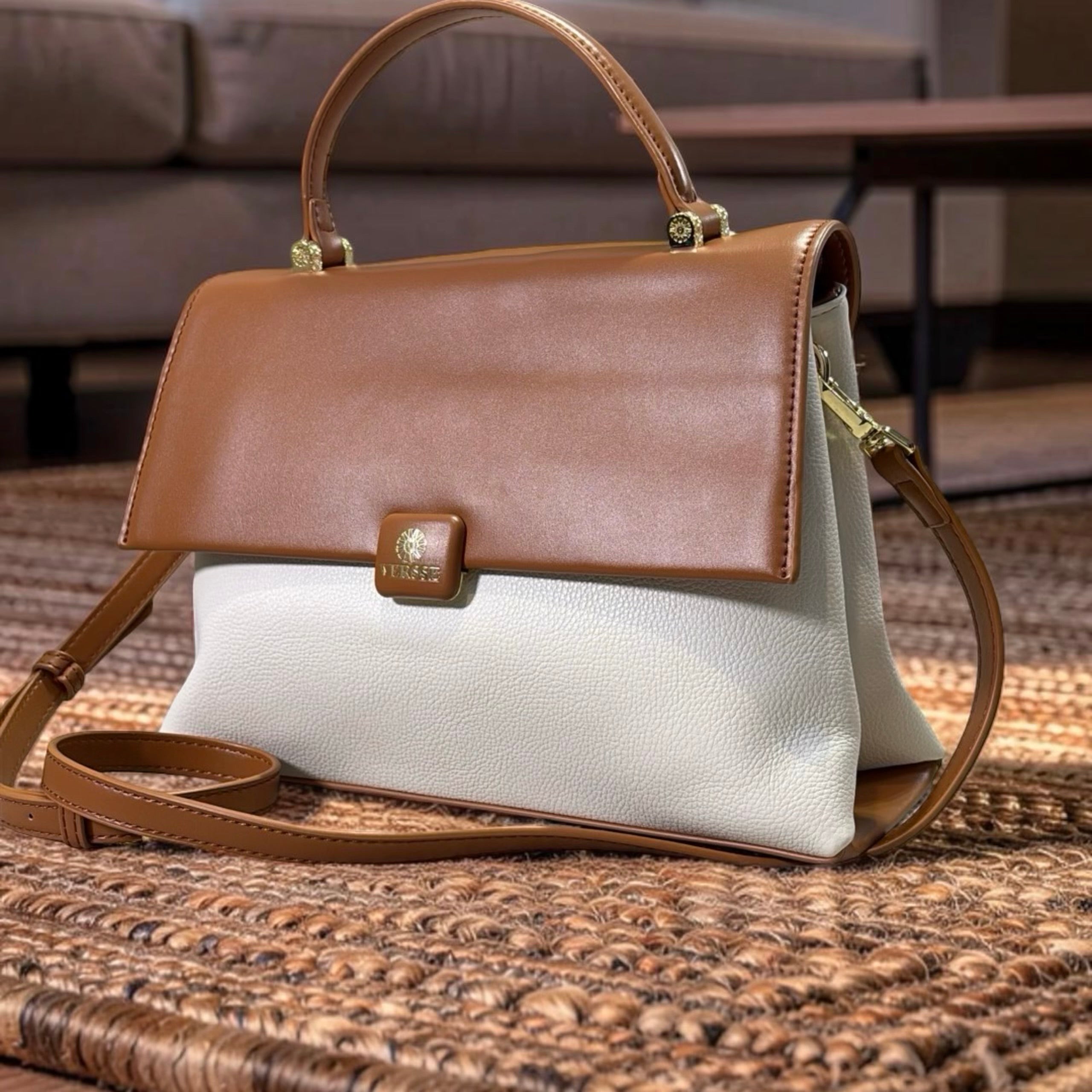 Versse Top Handle Flap Closure Bag in Brown