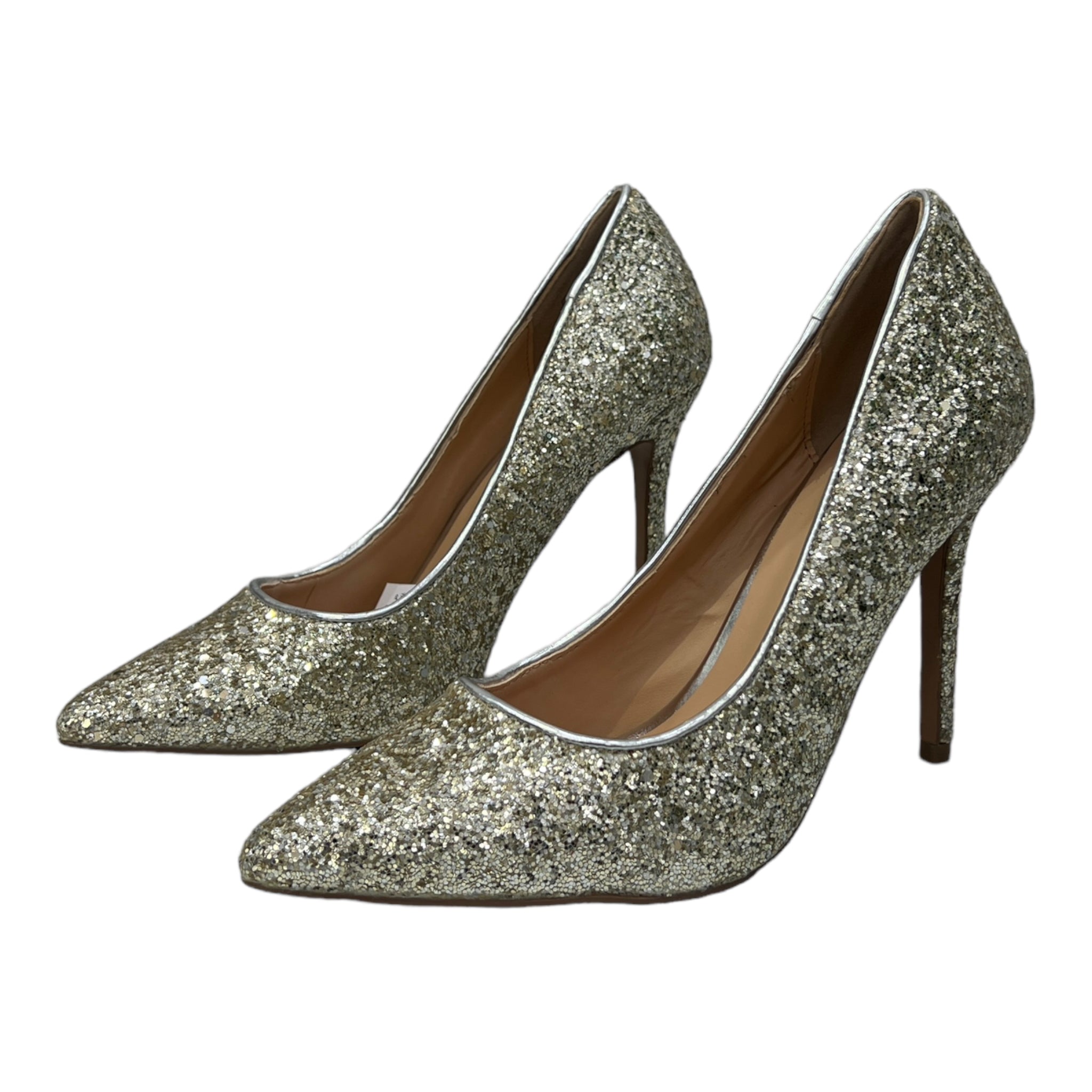 EVEN & ODD GOLD SHIMMER POINTED TOE HEELS