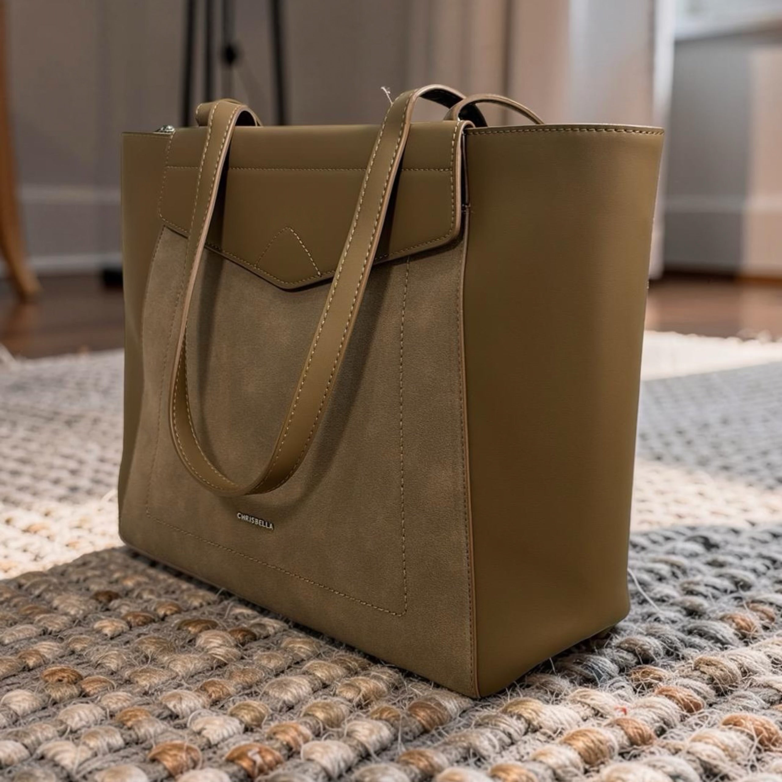 Chrisbella Large Contrast Shoulder Bag in Mud