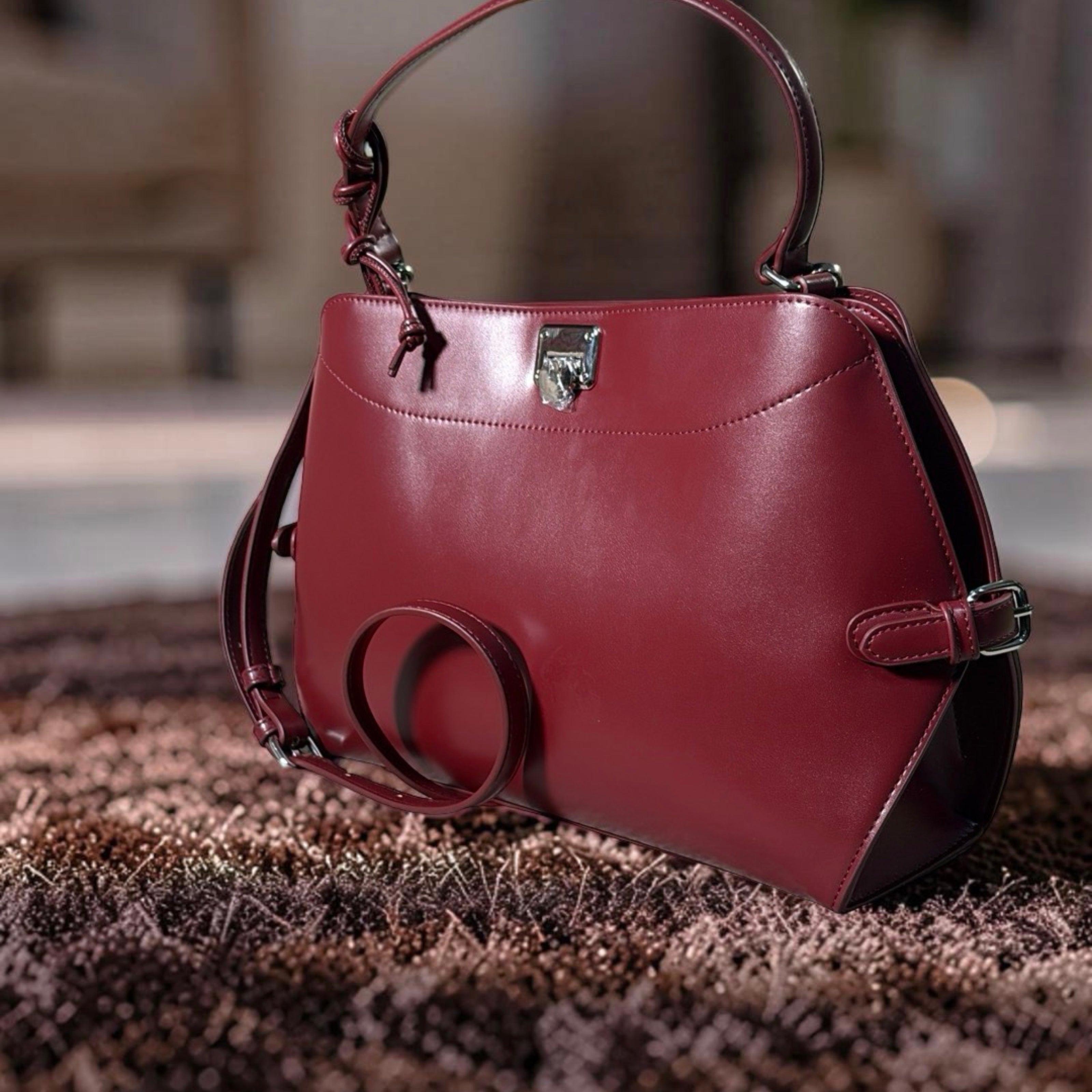 Chrisbella Single Strap Charm Bag in Wine