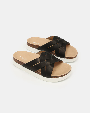 Wydr Studios Cross Strap Slide in Black