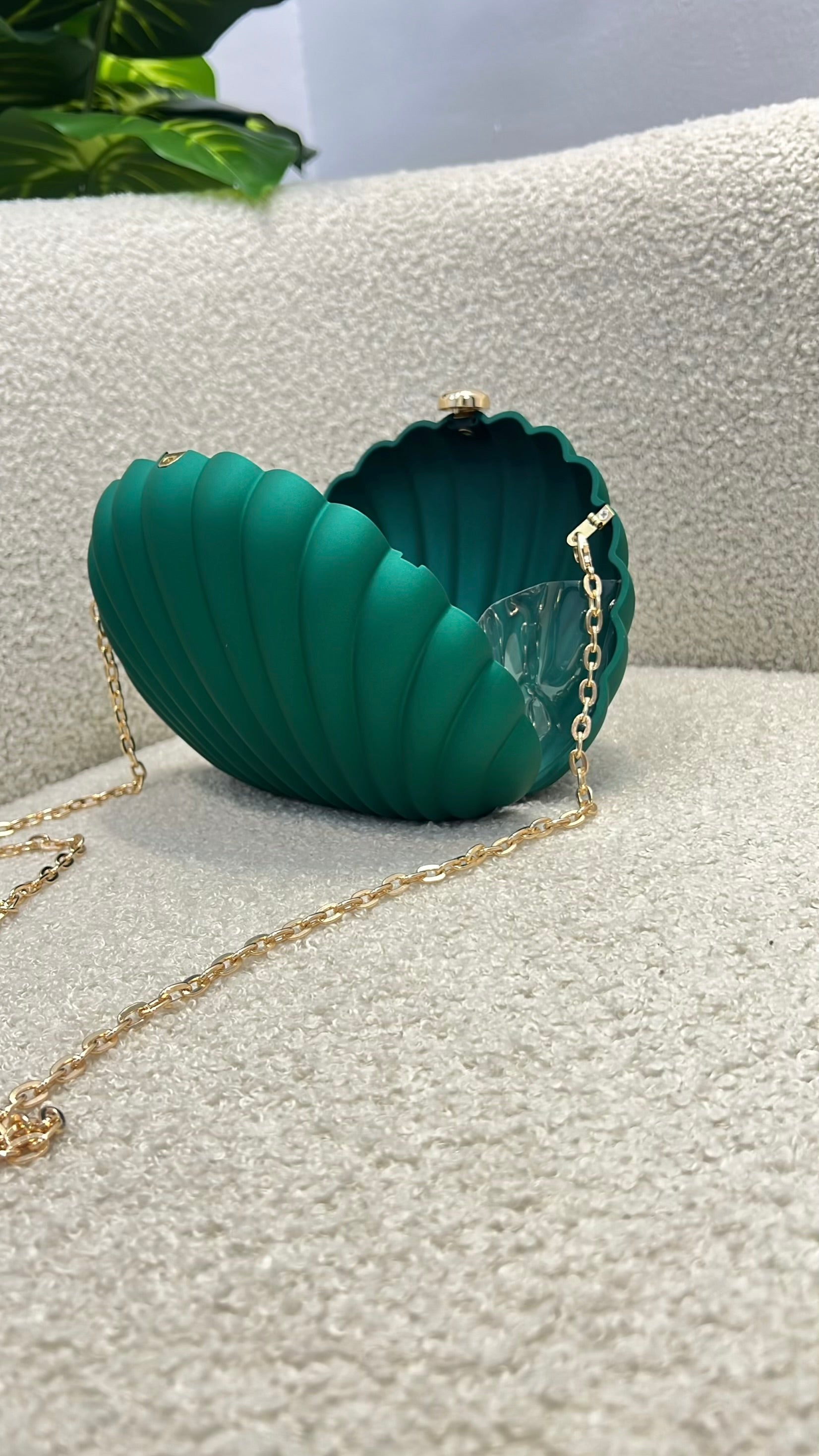 Shell Matte Clutch Purse in Green