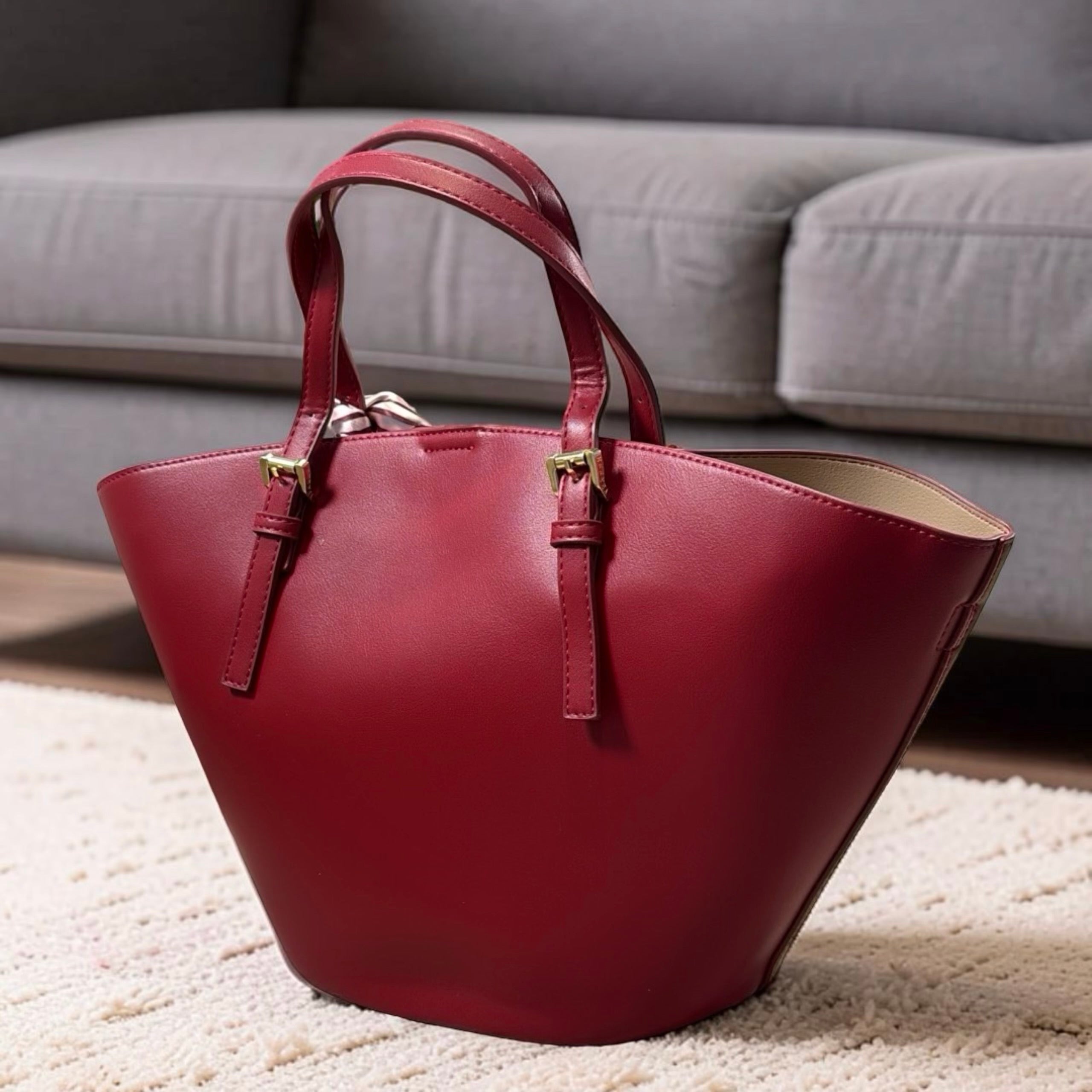 Versse Trapeze Handbag in Wine