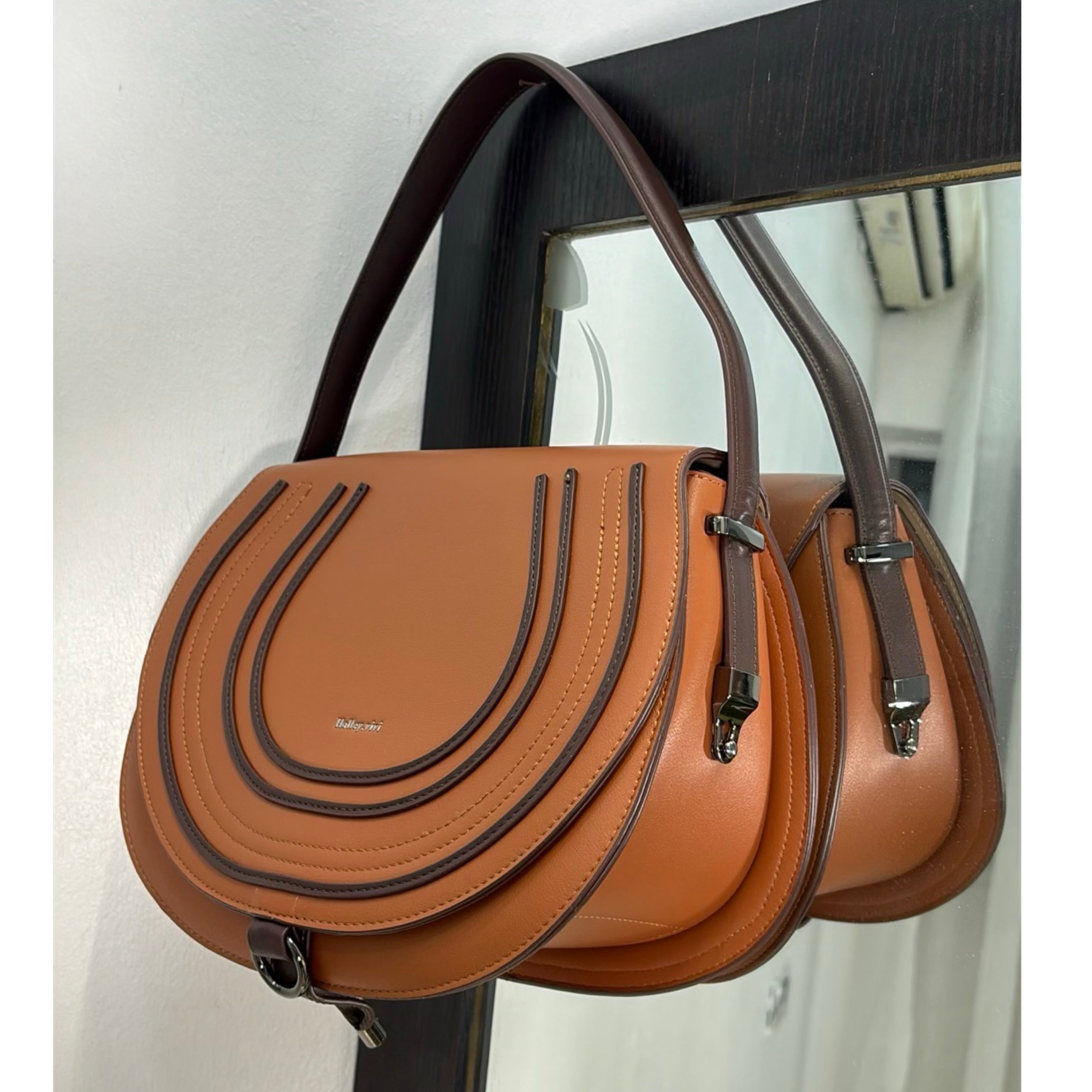 Holley Vivi Single Strap Structured Flap Design Bag in Brown