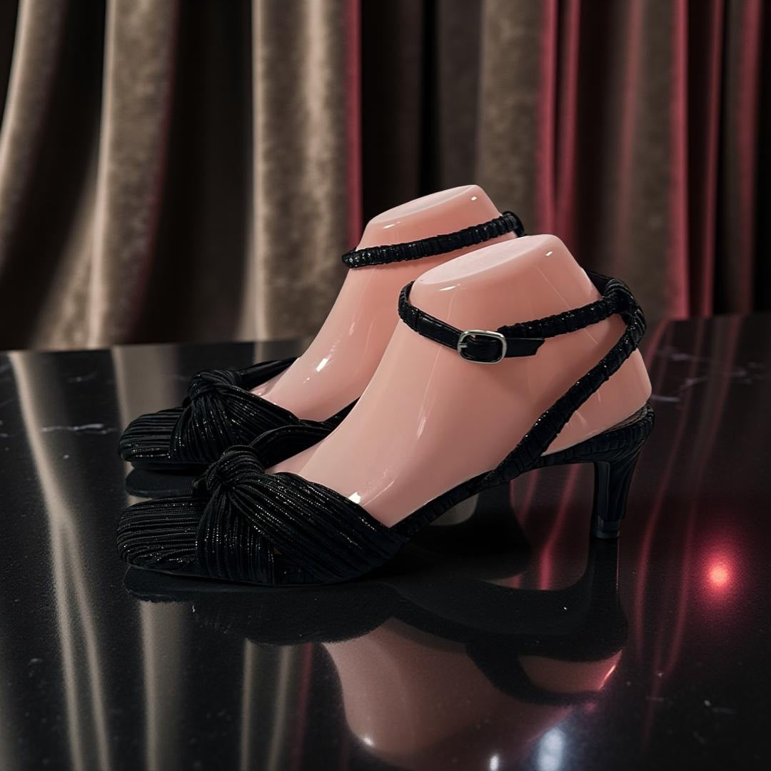 Abound Ruched Knot-Detail Sandal in Black