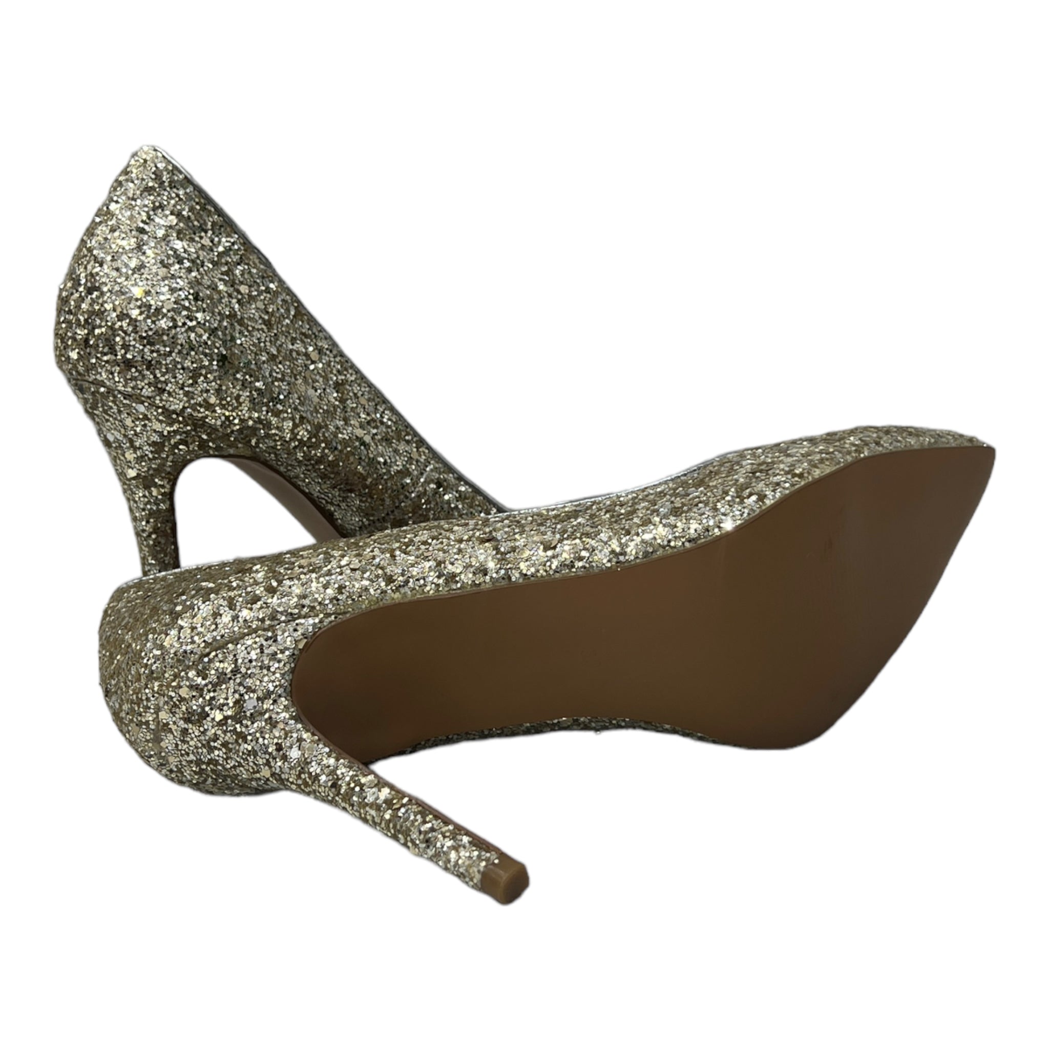EVEN & ODD GOLD SHIMMER POINTED TOE HEELS