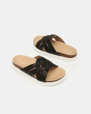 Wydr Studios Cross Strap Slide in Black