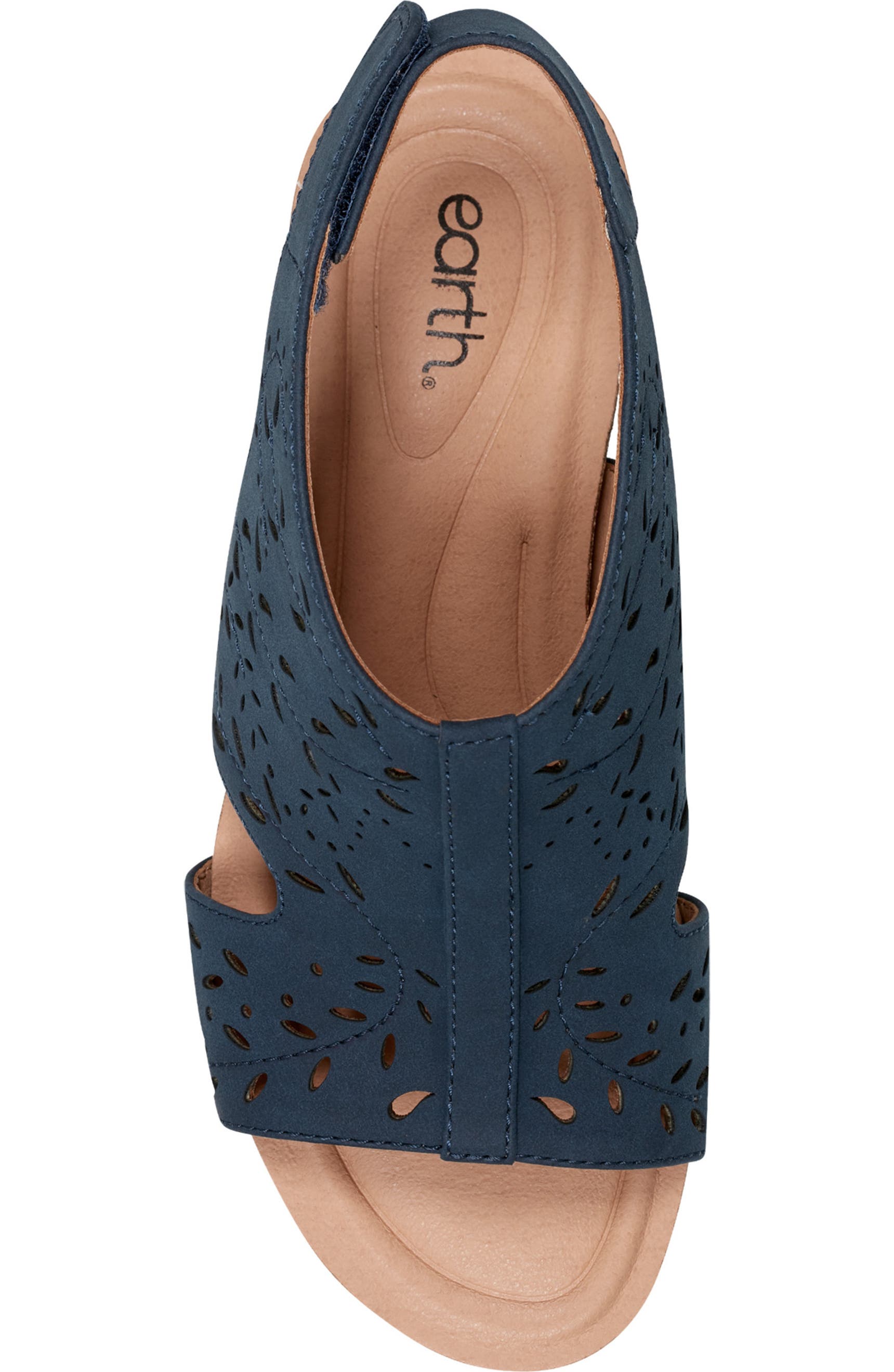 Earth Perforated Wedge Sandal in Navy