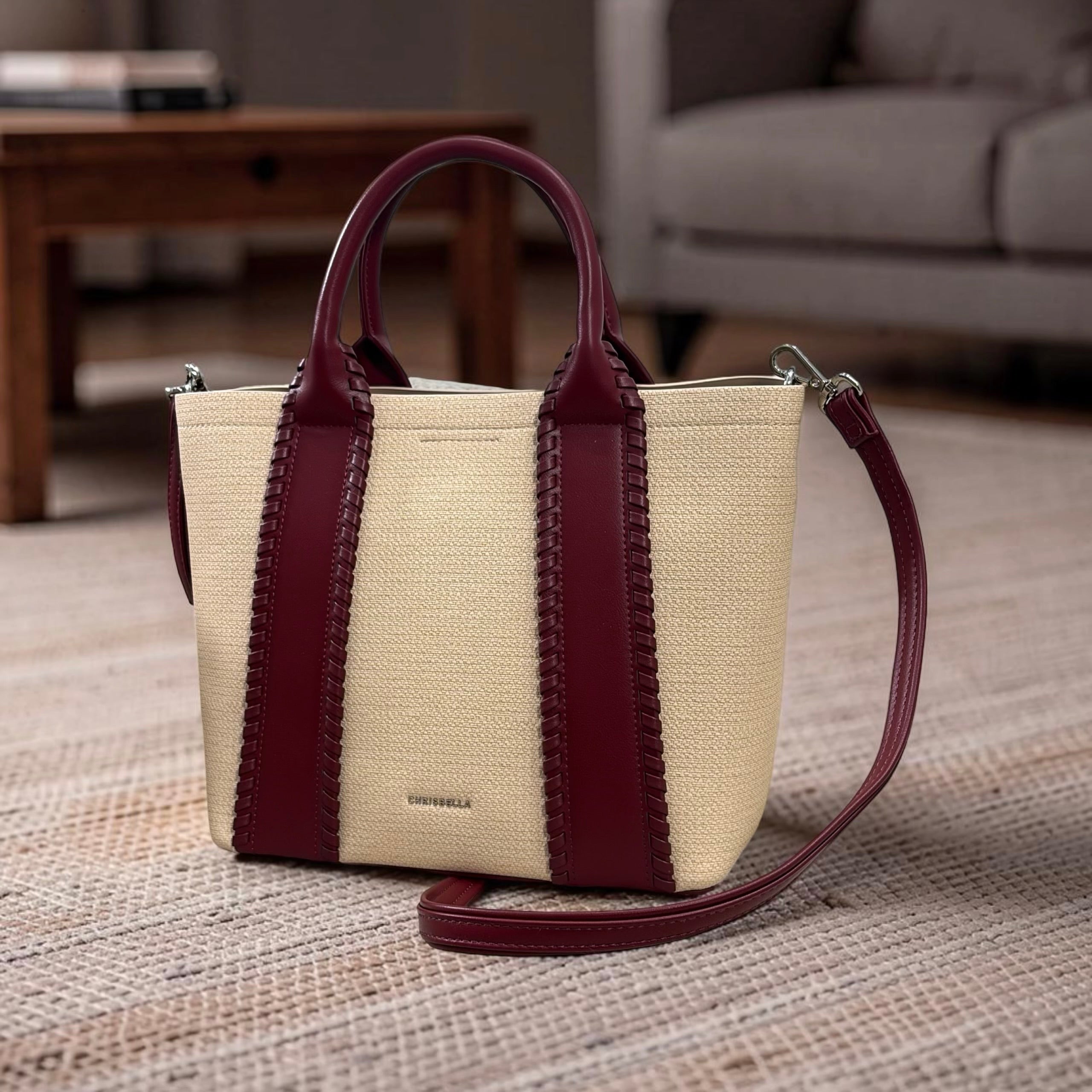 Chrisbella Detail Handle Bag in Beige