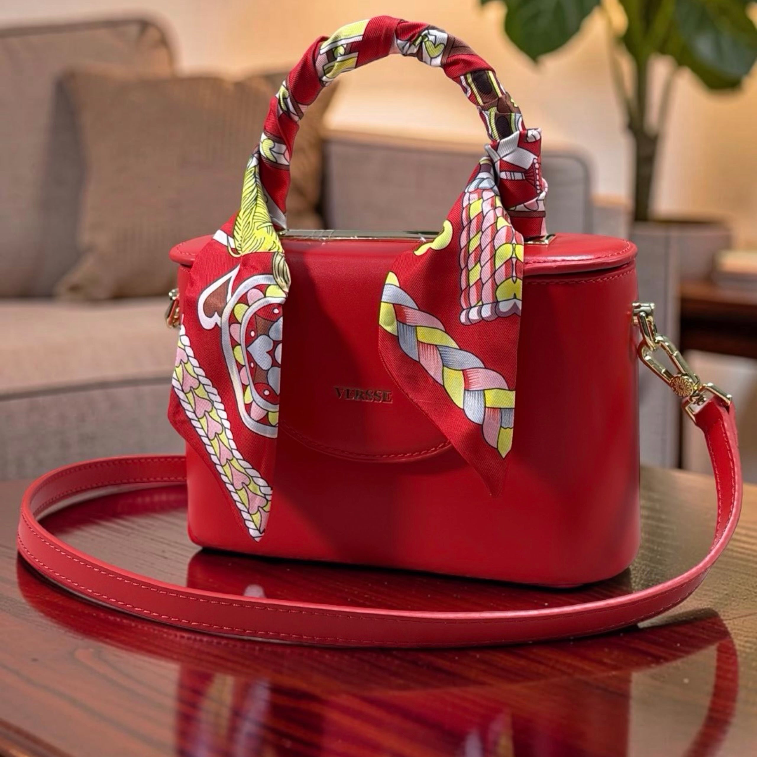 Versse Top Handle Mini Bag in Red