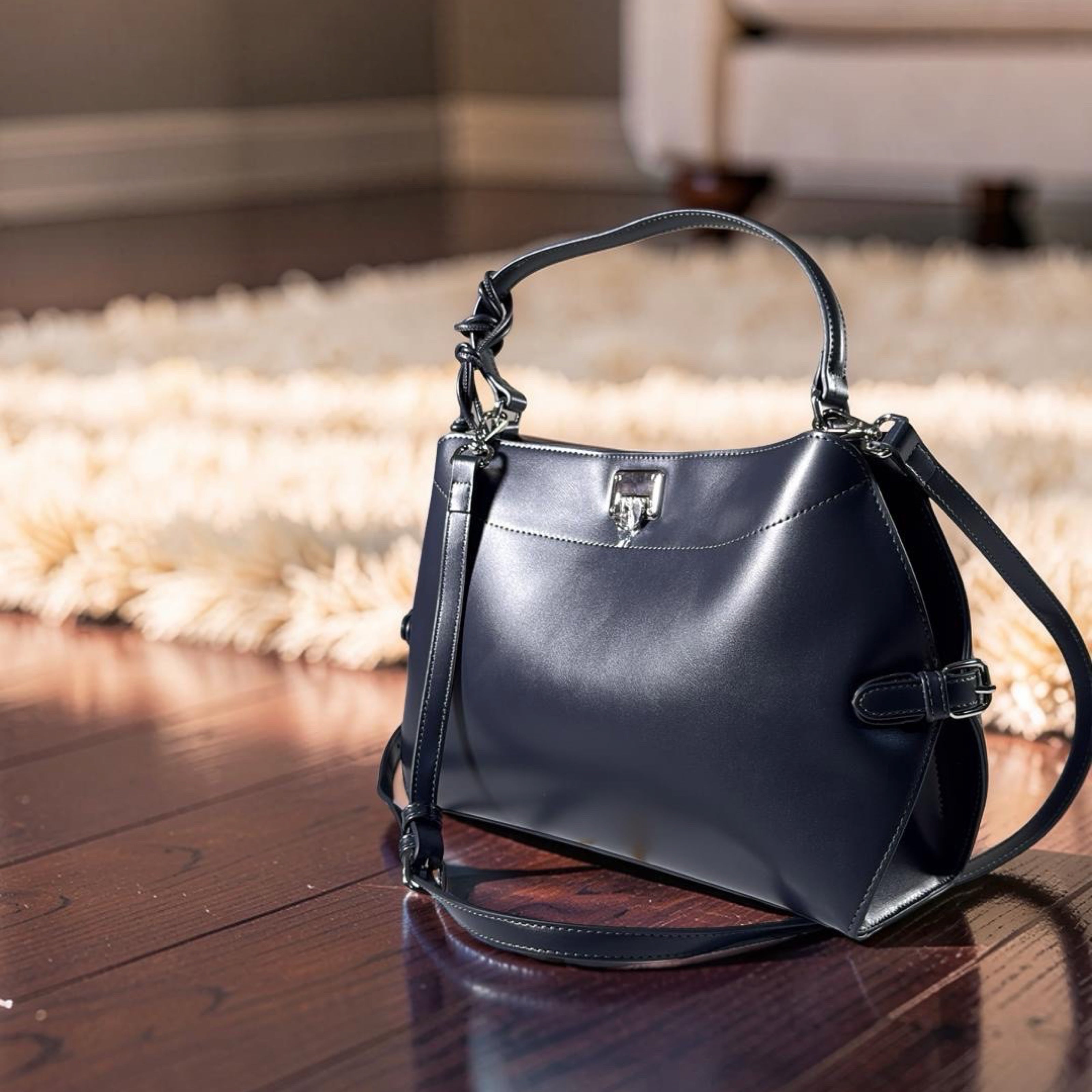 Chrisbella Single Strap Charm Bag in Navy