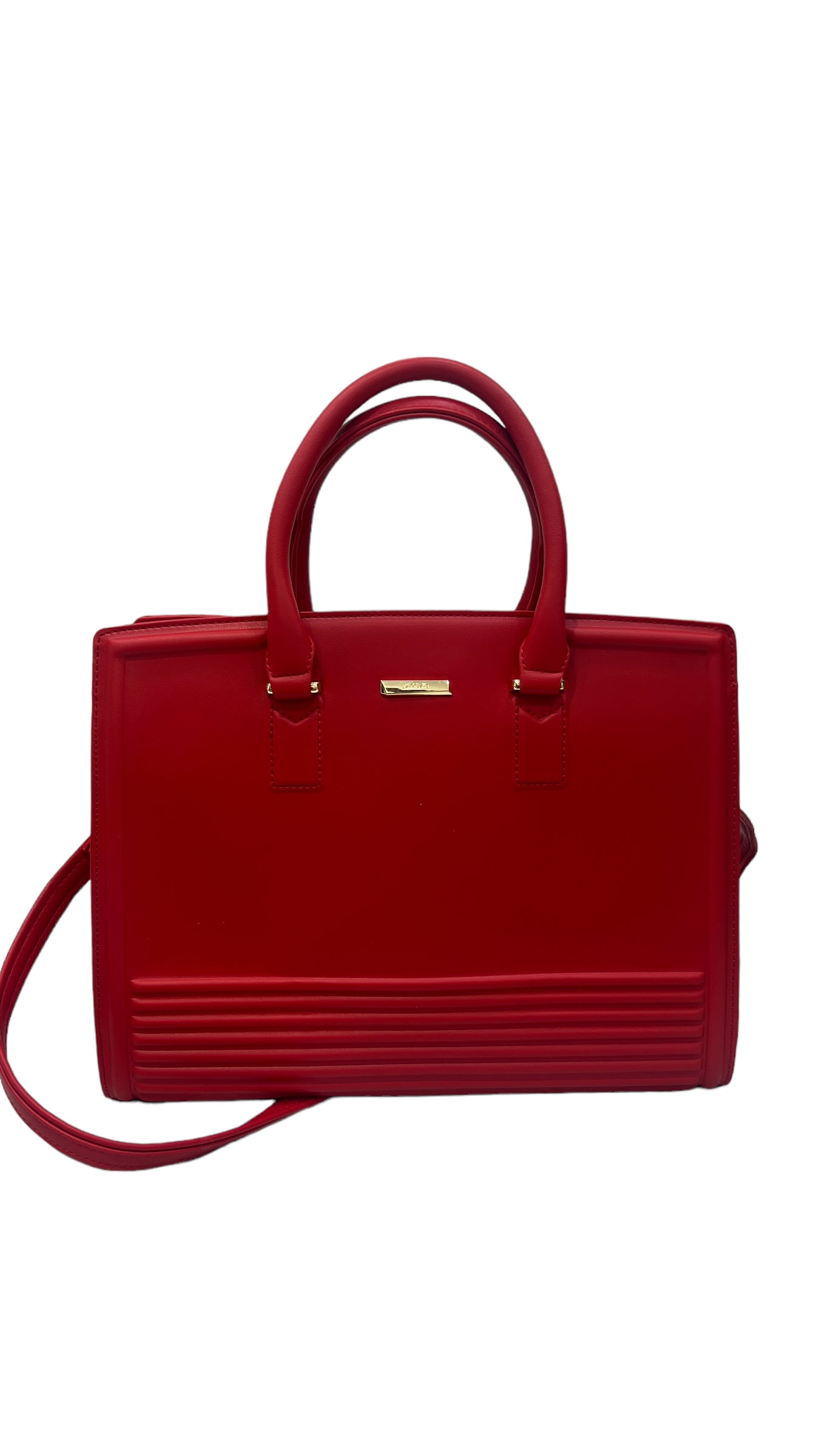 CHRISBELLA RED LARGE DOUBLE HANDLE STRUCTURED BAG