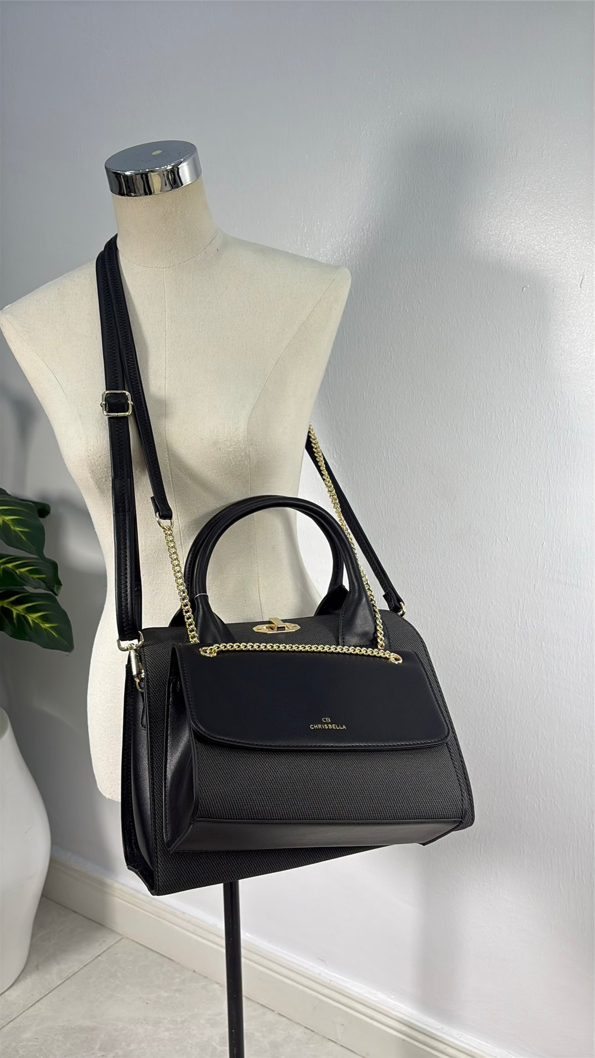 Chrisbella Textured Two-in-One Bag in Black