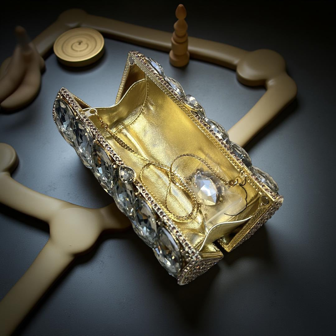 Prague Clutch Purse with Crystals in Gold