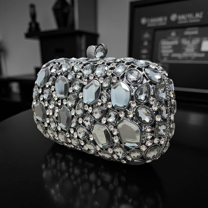 Nairobi Crystal Clutch Black Sparkle Evening Bag for Nigerian Weddings