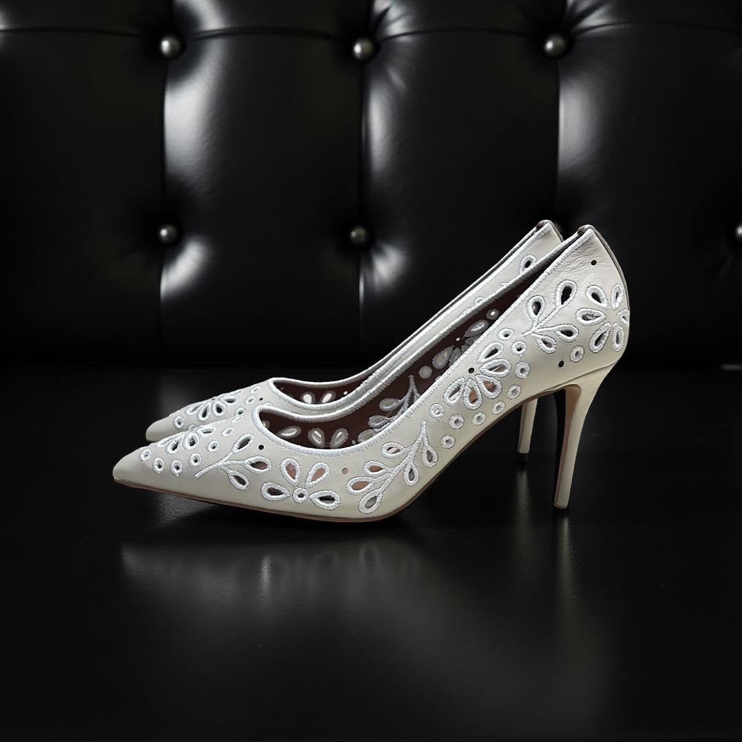 Kurt Geiger Perforated Pointed Toe Pump in Grey