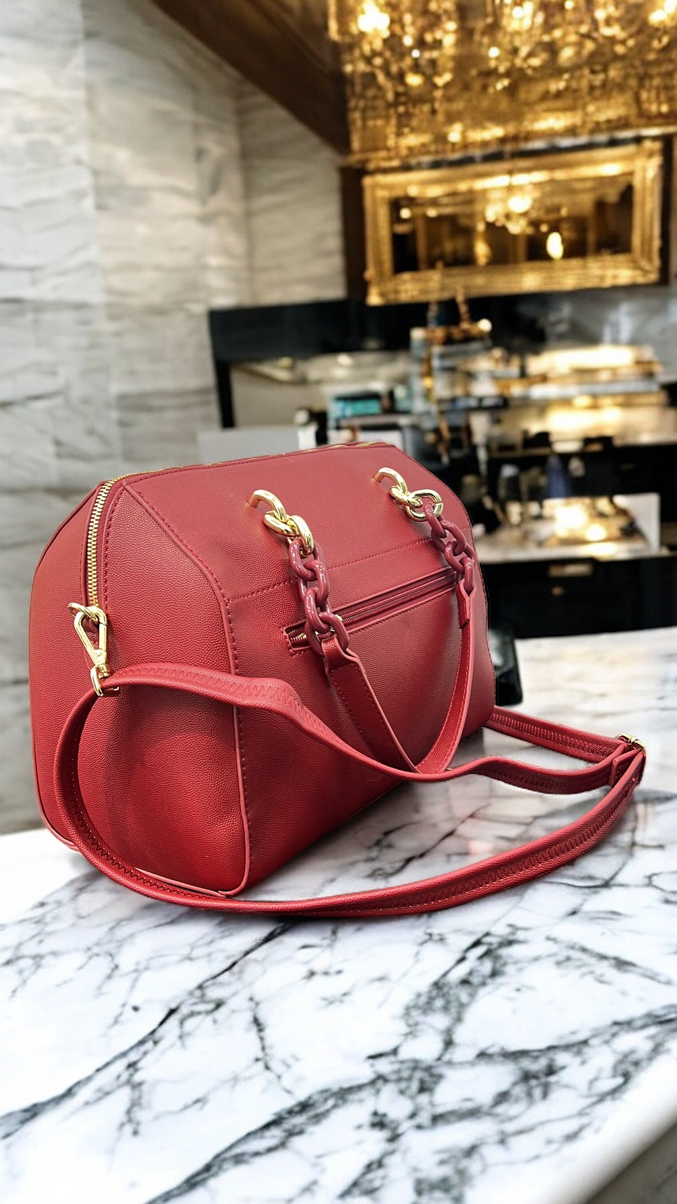 CHRISBELLA TEXTURED DOCTOR BAG IN RED
