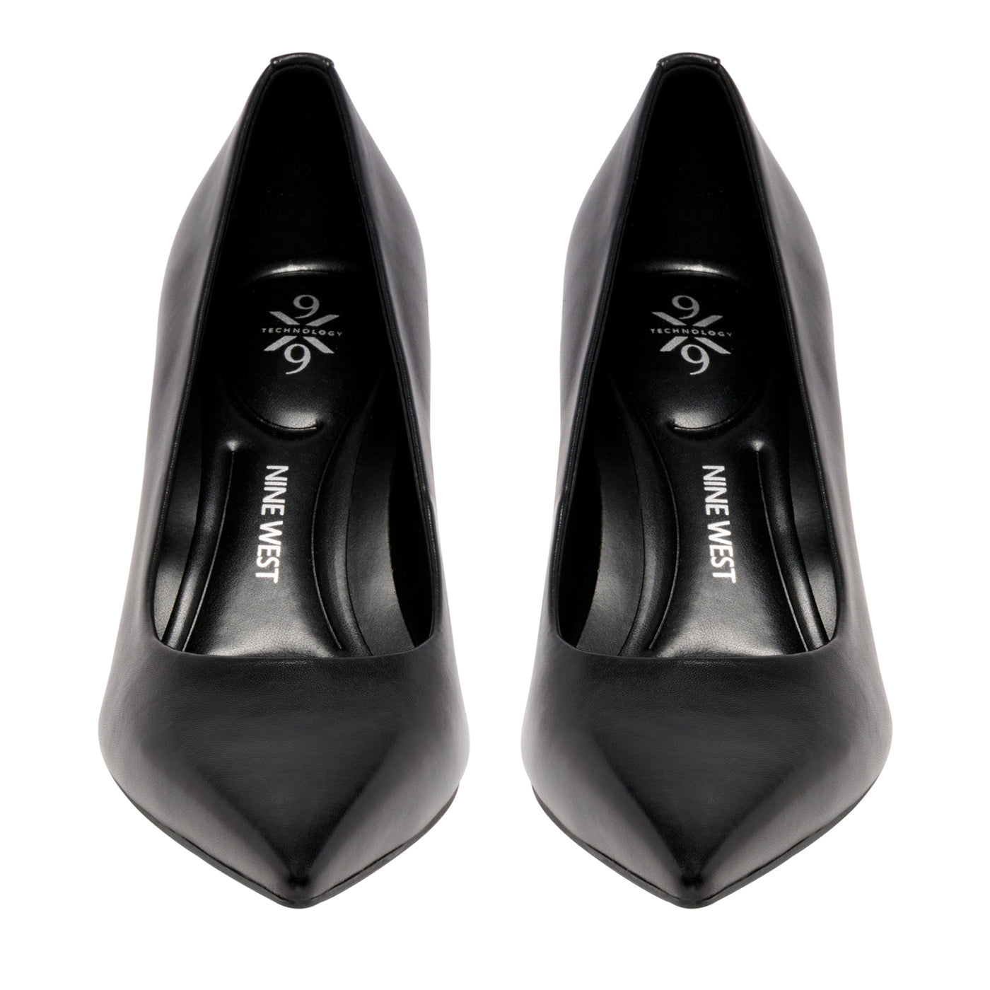 Nine West Leather Pointed Toe Block Heel Pump in Black