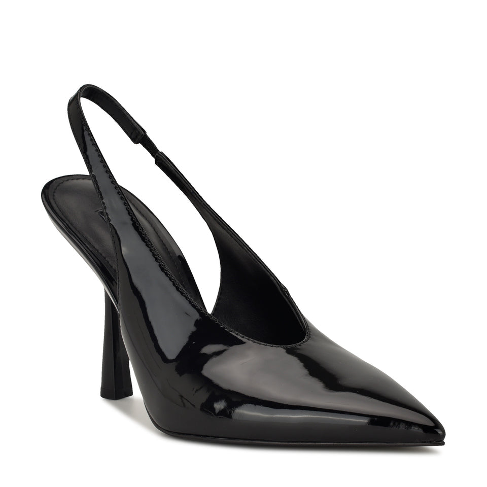 Nine West Patent Leather Pointed Slingbacks in Black