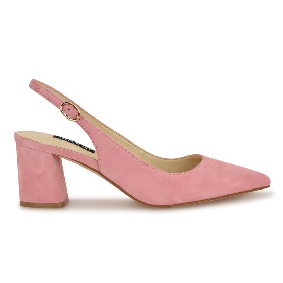 Nine West Suede Pointed Toe Block Heel Pump in Pink