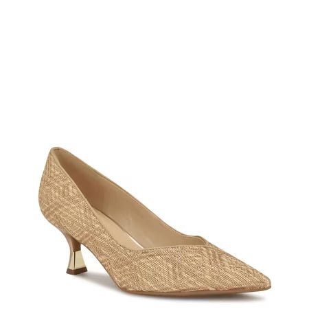 Nine West Pointed Toe Brocade Pump in Beige