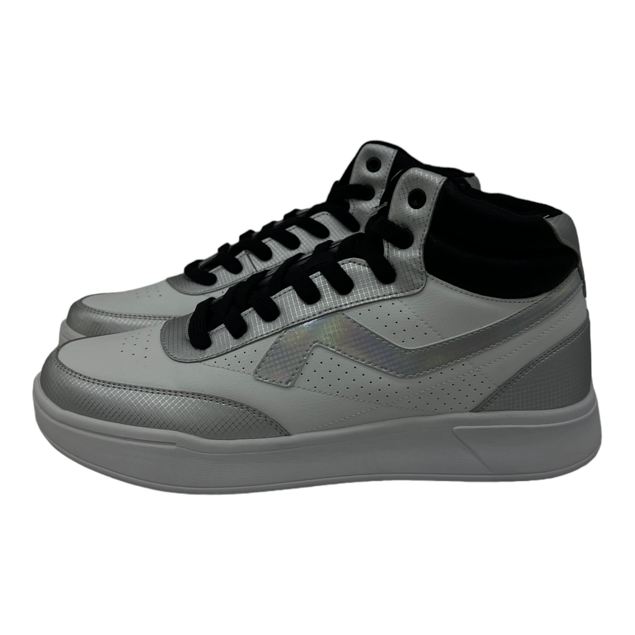 SEMIR UNISEX SILVER PANEL ANKLE SNEAKERS IN WHITE