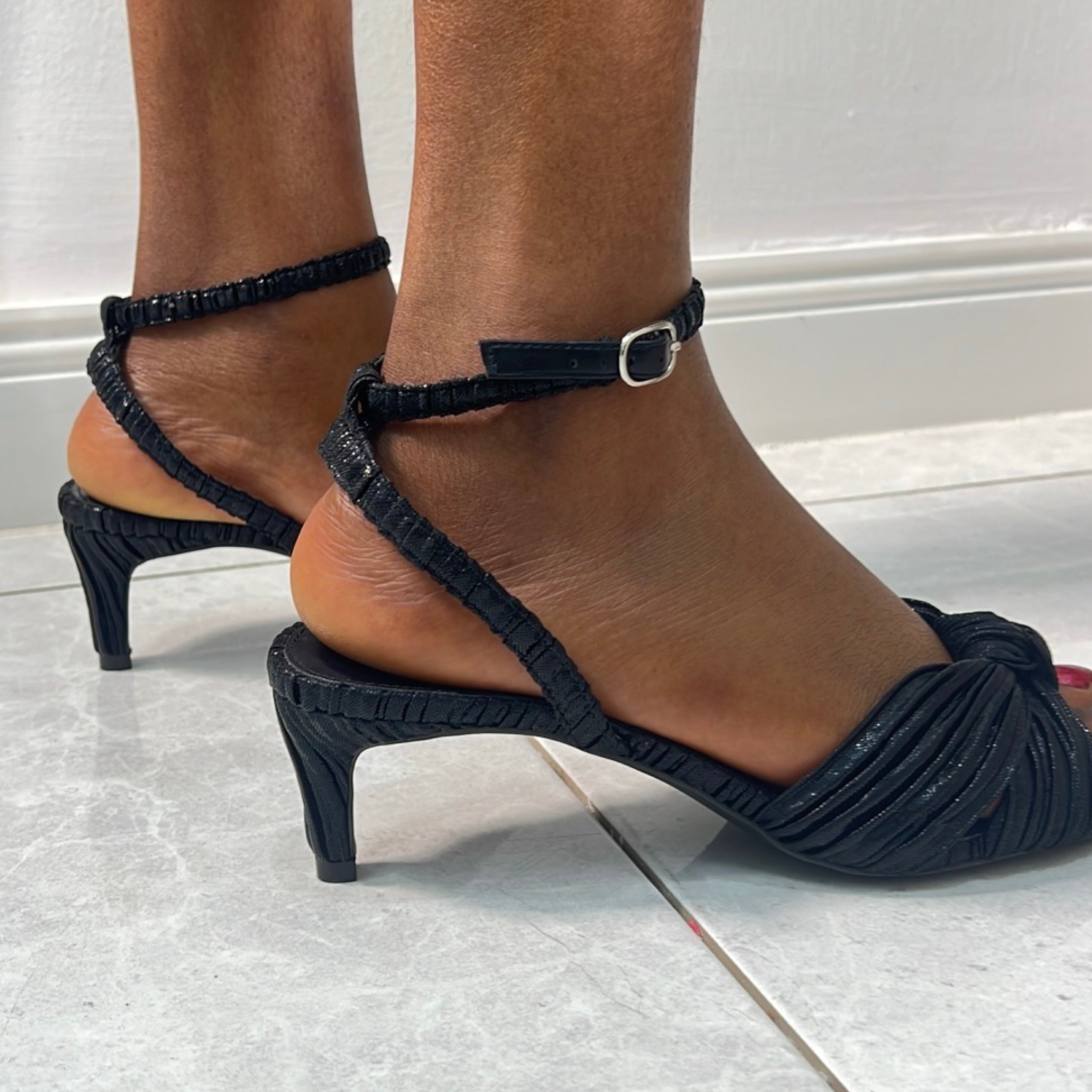 Abound Ruched Knot-Detail Sandal in Black