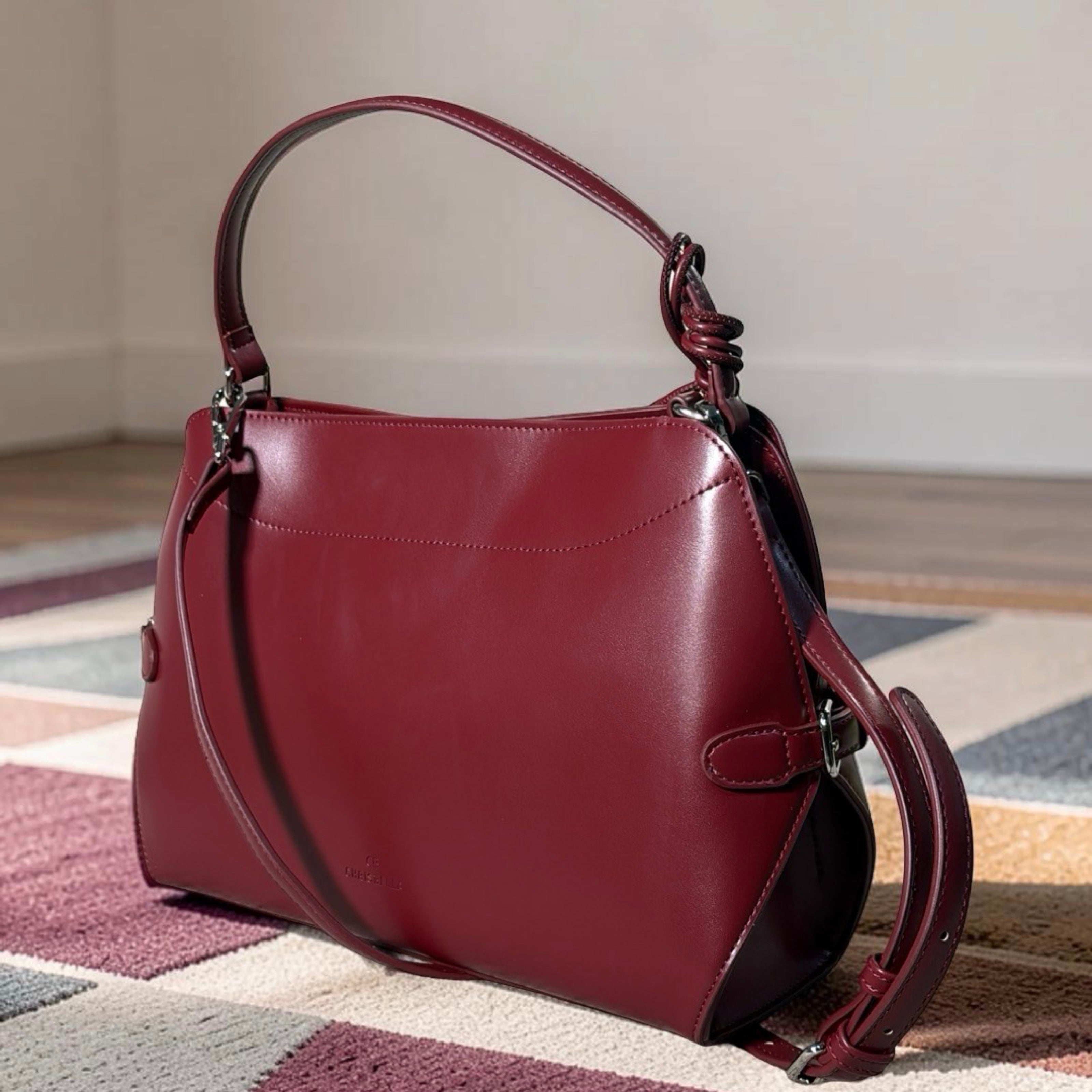 Chrisbella Single Strap Charm Bag in Wine