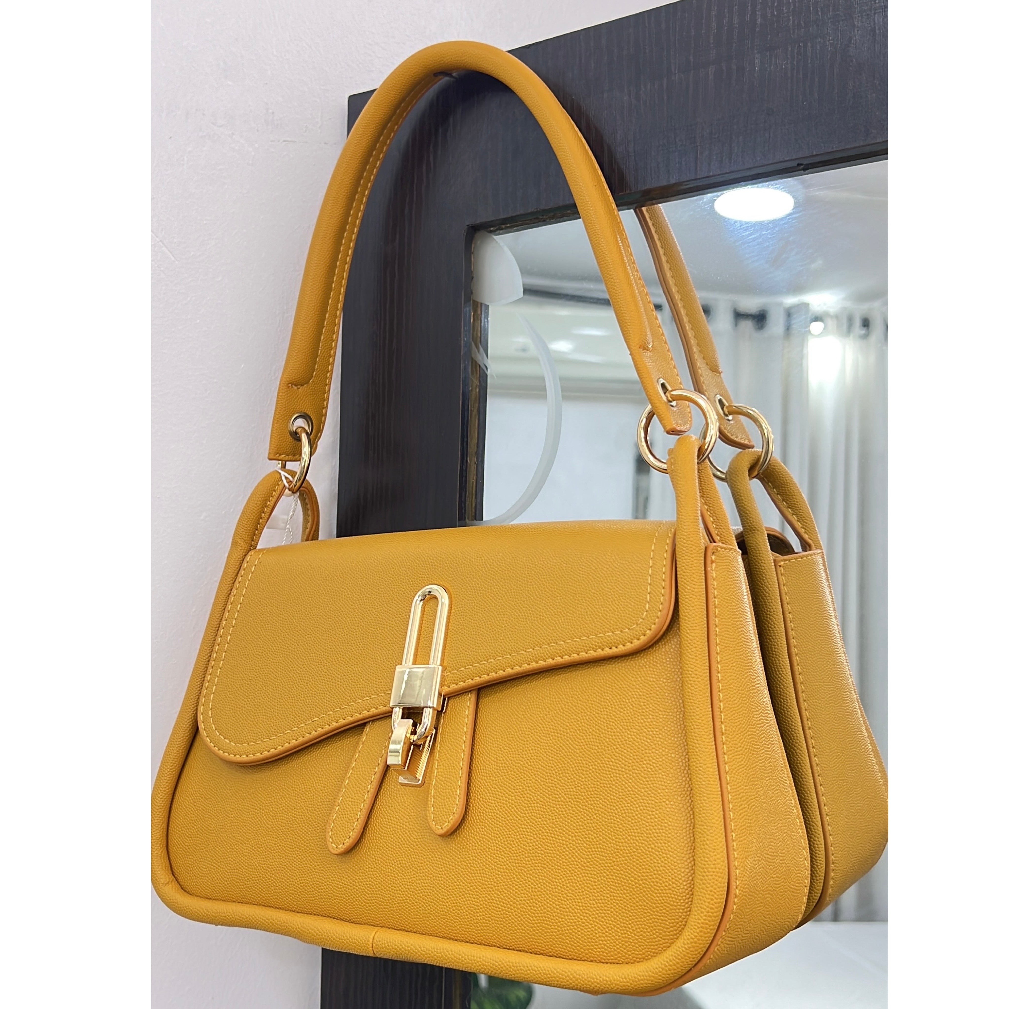 Bagco Small Double Detachable Strap Handle Bag in Yellow