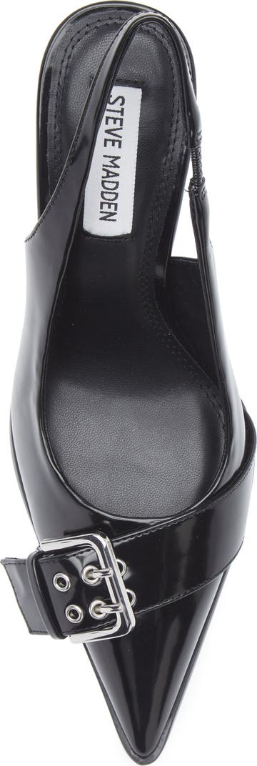 Steve Madden Pointed Toe Buckle Detail Slingback Heels in Oxblood