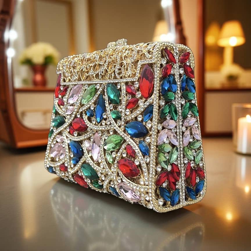 Vienna Multi Box Clutch Rhinestone Party Purse