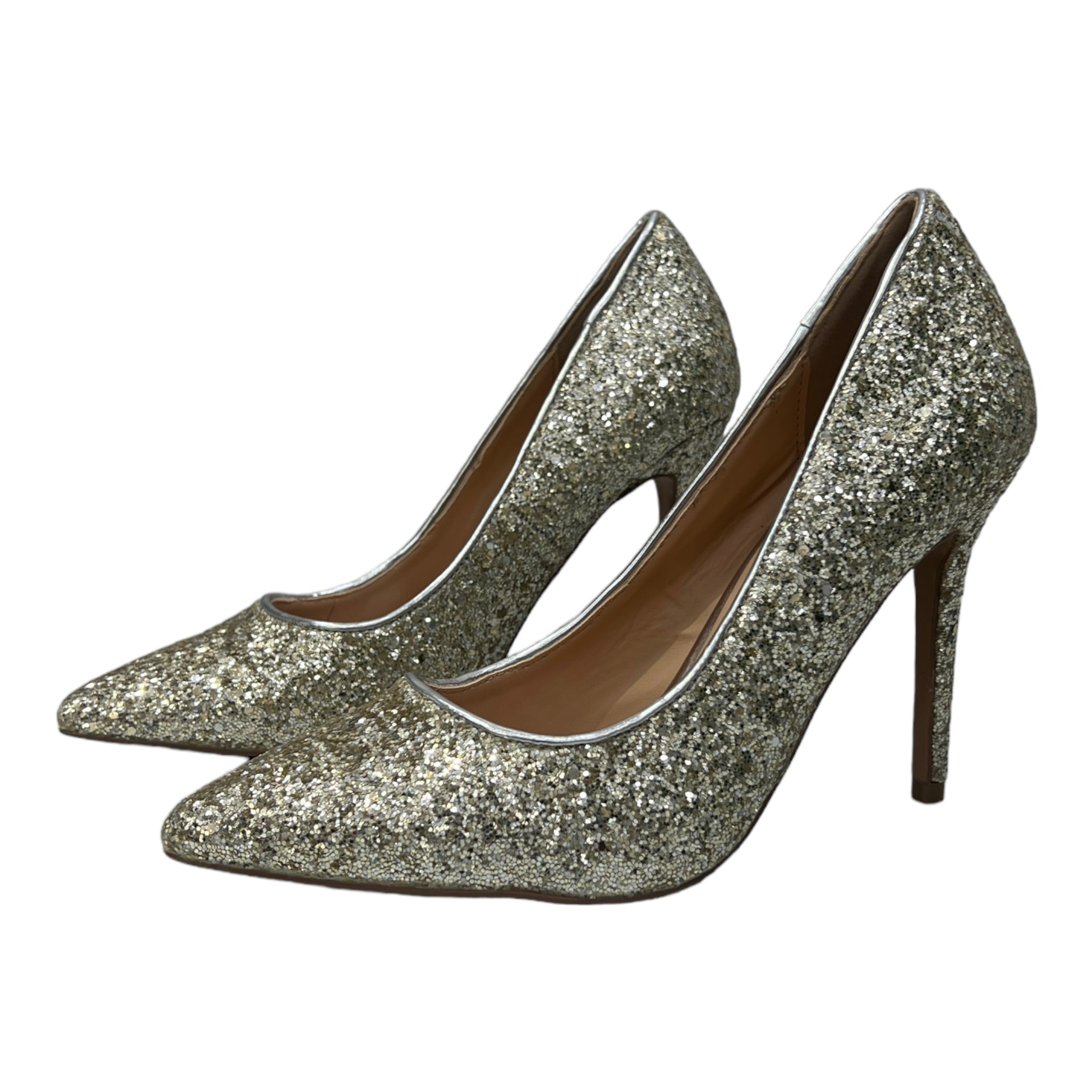 EVEN & ODD GOLD SHIMMER POINTED TOE HEELS