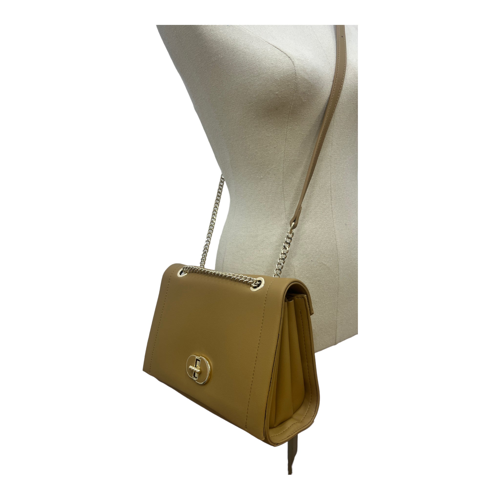 CHRISBELLA STRUCTURED SIDE BAG IN BEIGE