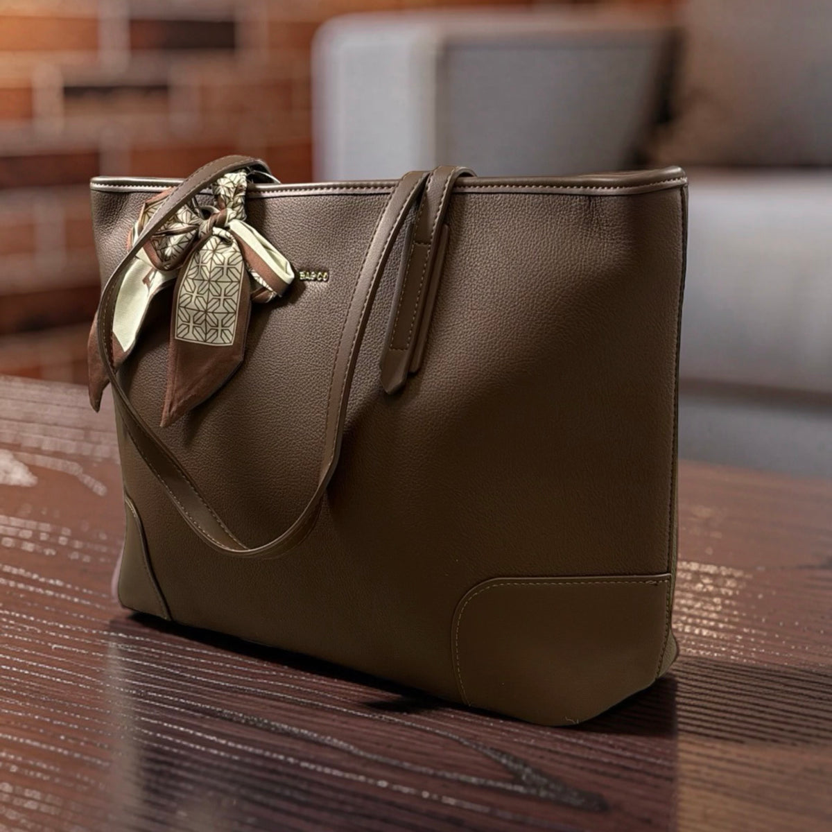 Bagco Scarf Large Tote Bag in Coffee