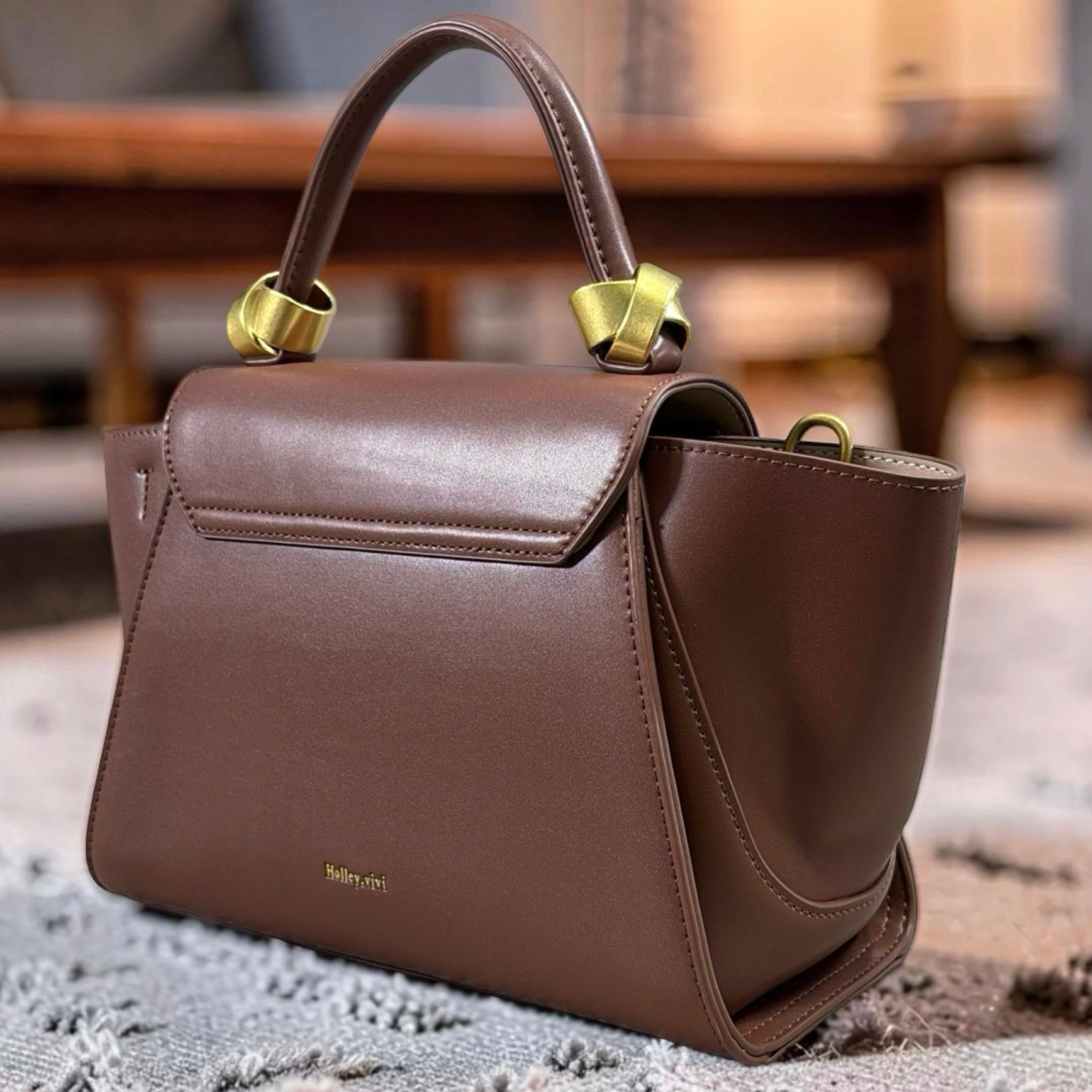 Hollley VIvi Winged Scarf Detail Bag in Coffee