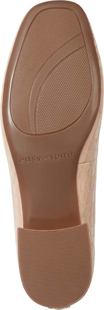 Easy Spirit Faux Croc Block Heel Pump in Beige