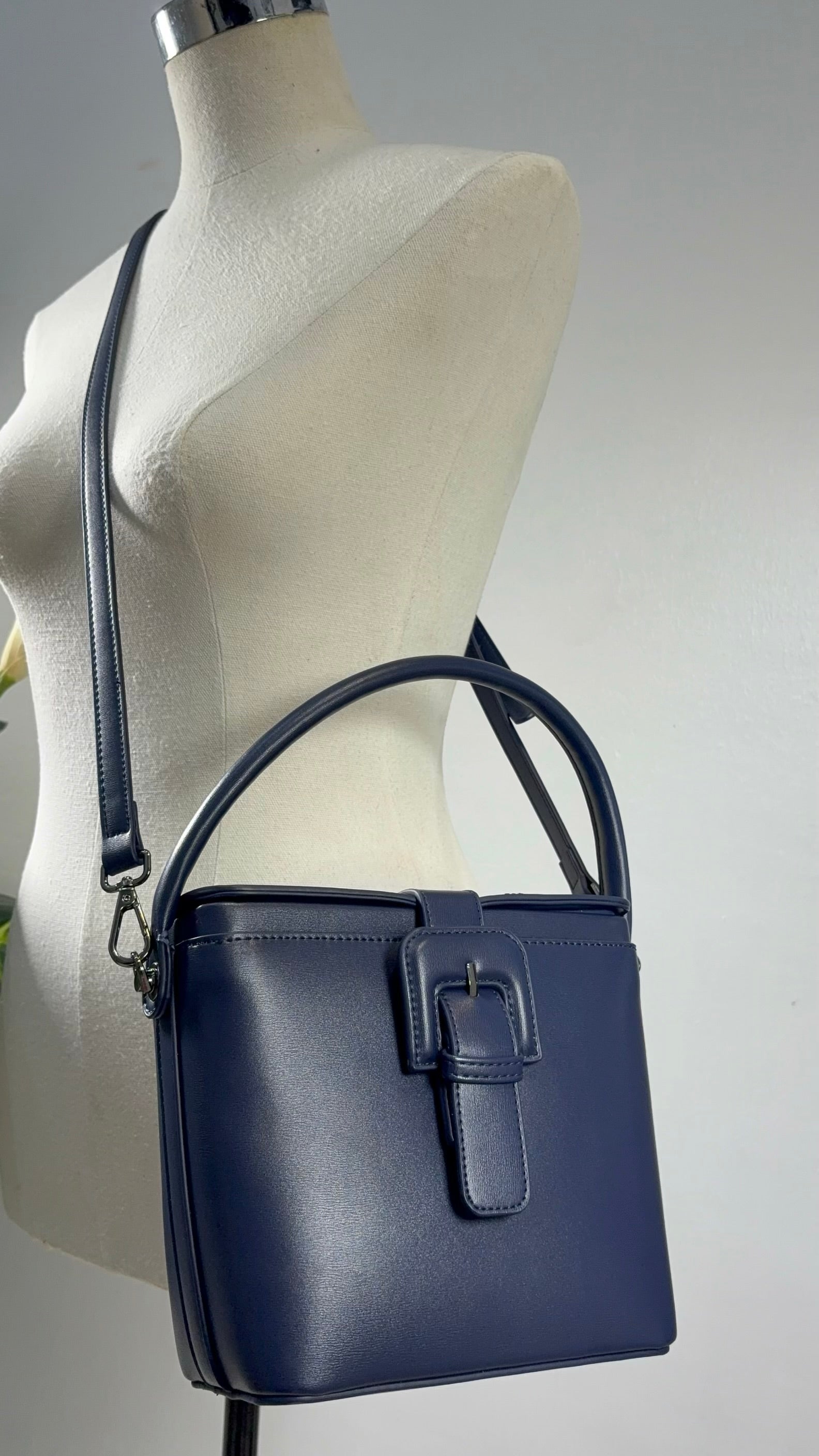 Bagco Top Handle Box Bag in Navy
