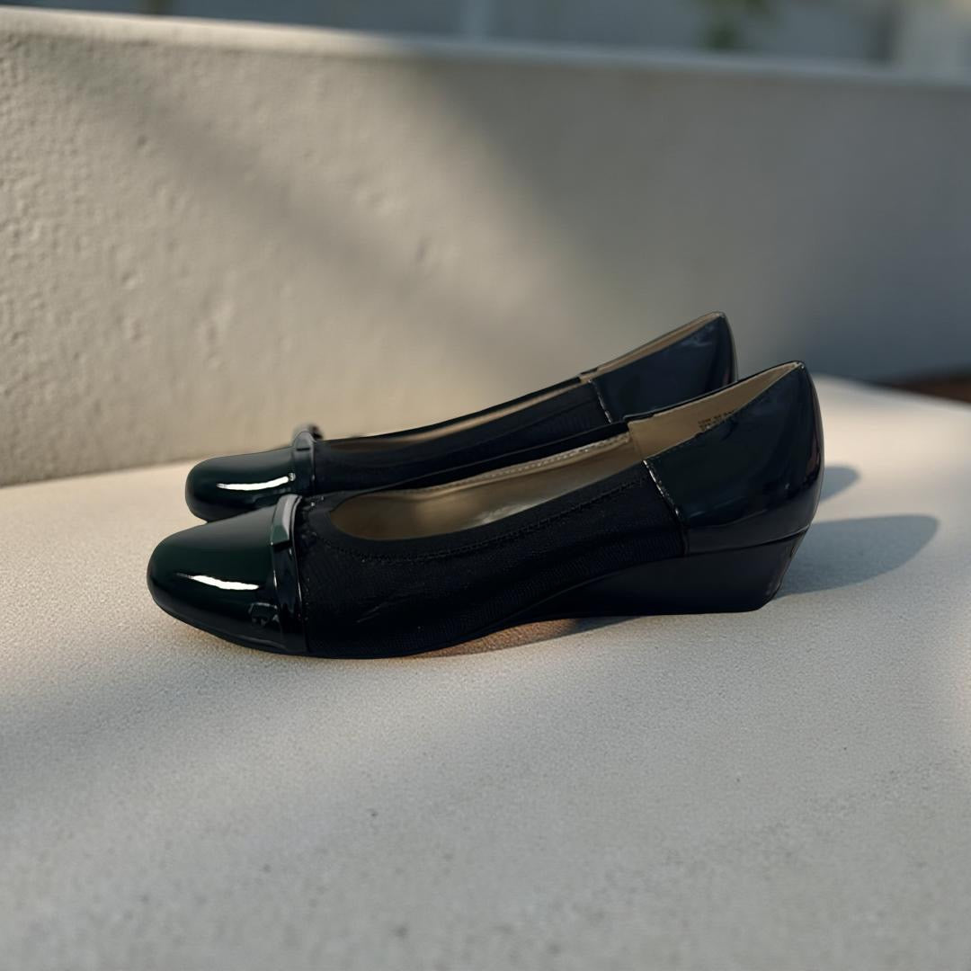 East 5th Almond Toe Wedge Pump in Black