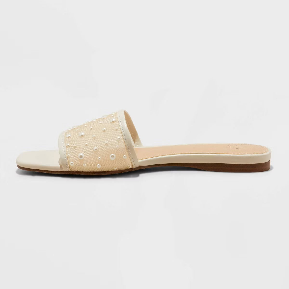 A New Day Pearl Detail Mesh Slide in Cream