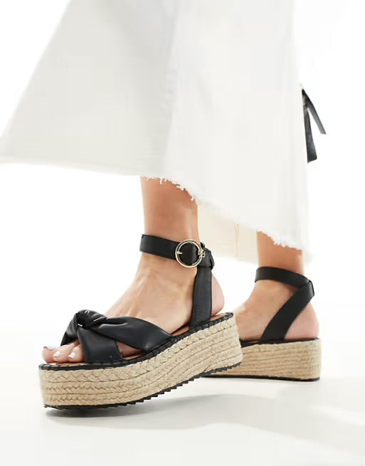 River Island Knot Wedge Sandal in Black