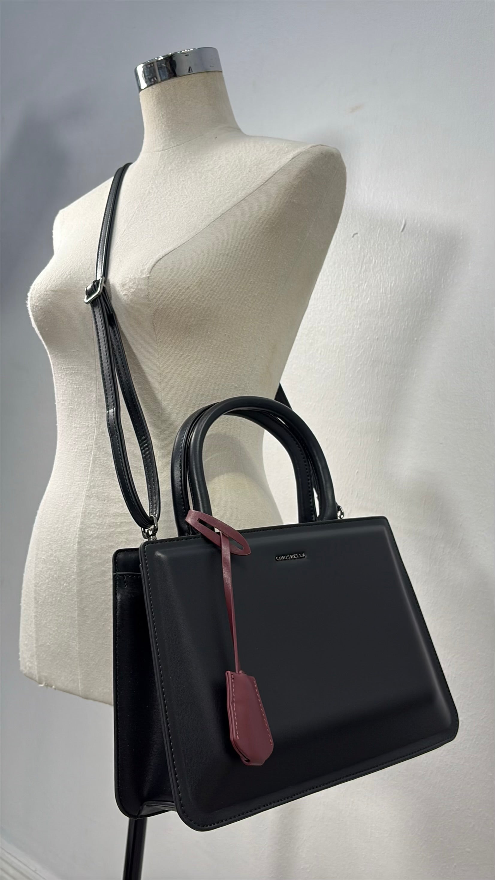 Chrisbella Medium Structured Bag in Black