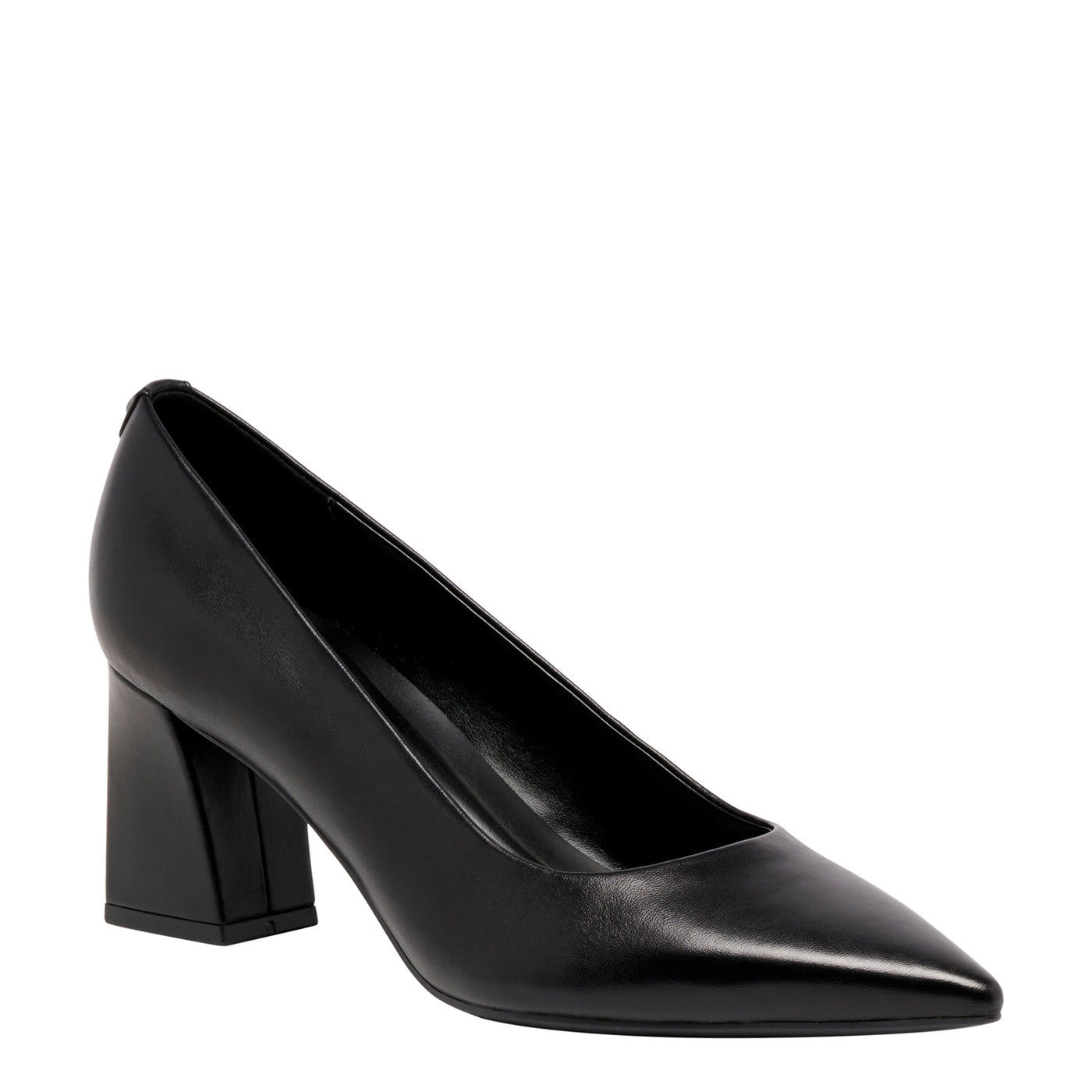 Nine West Leather Pointed Toe Block Heel Pump in Black