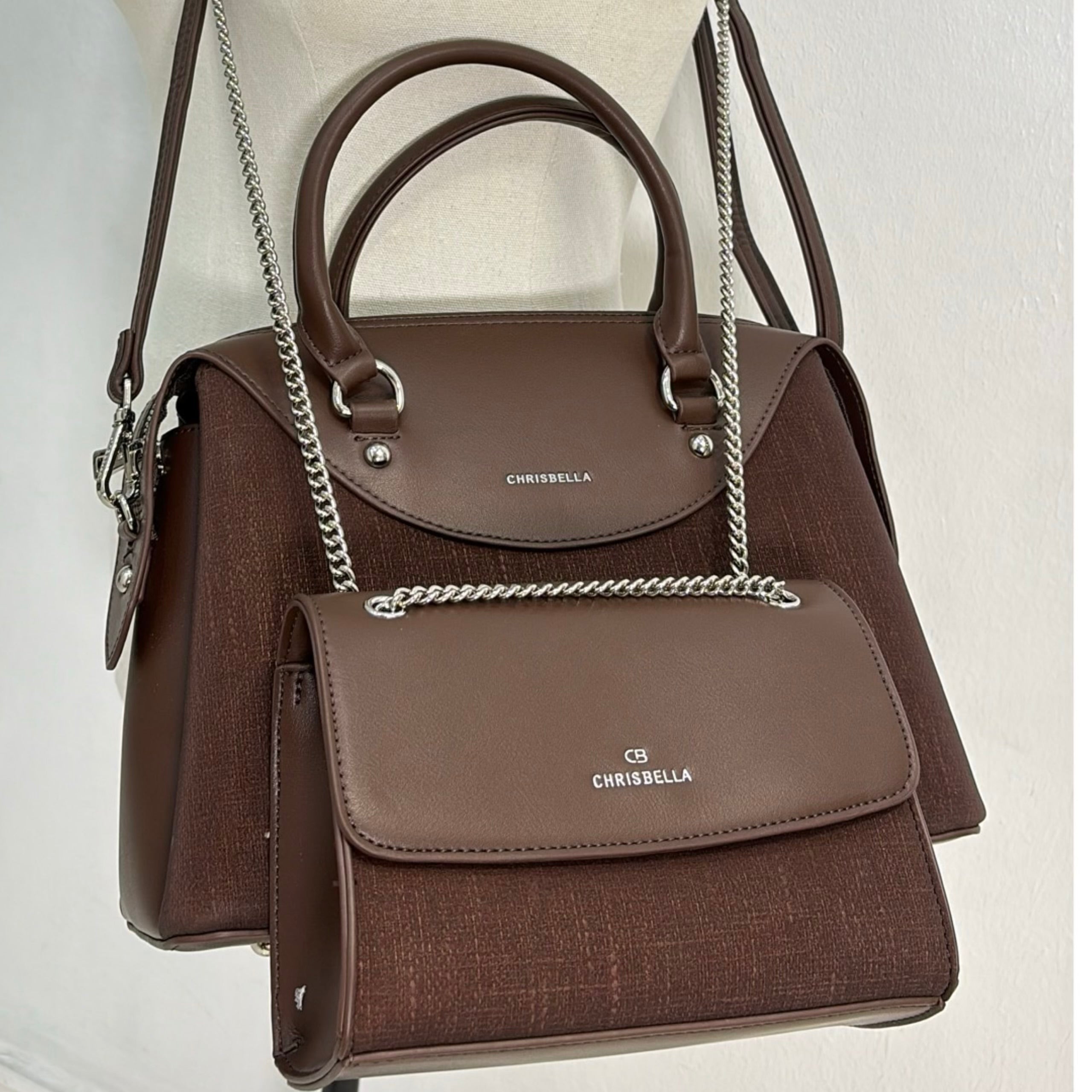 Chrisbella Medium 2-in-1 Bag in Coffee