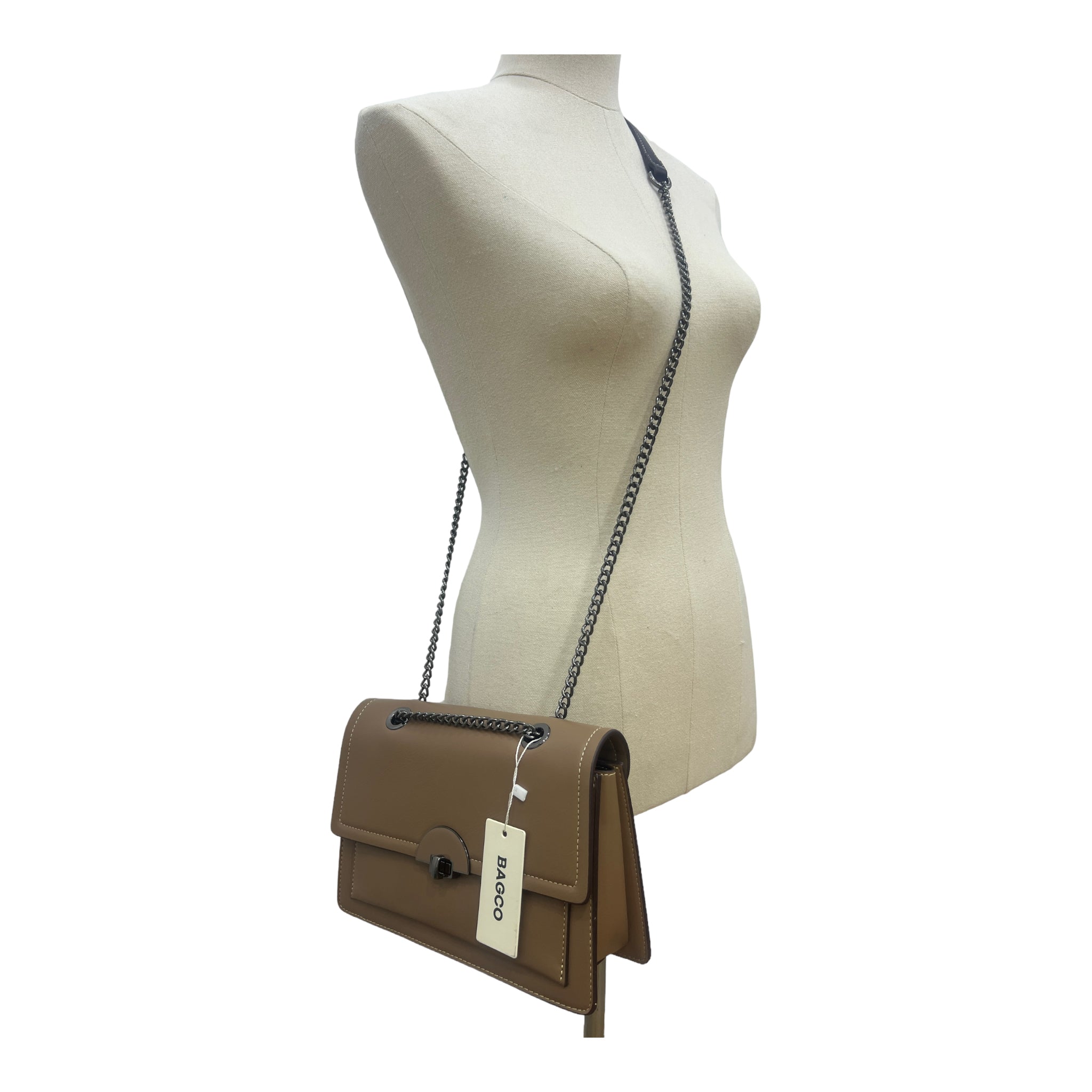 BAGCO MINI STRUCTURED SLINGBAG IN BEIGE