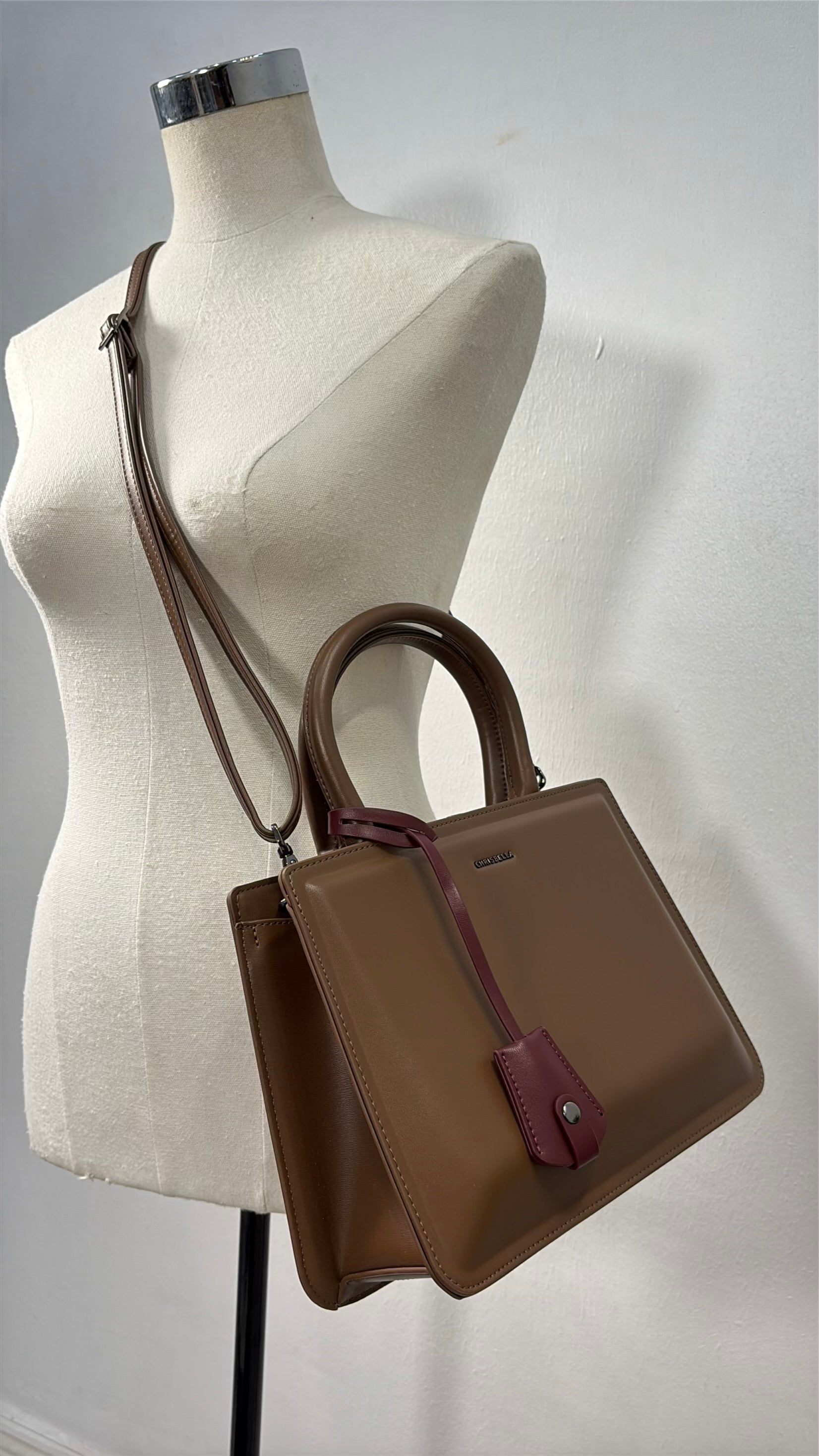 Chrisbella Medium Structured Bag in Coffee
