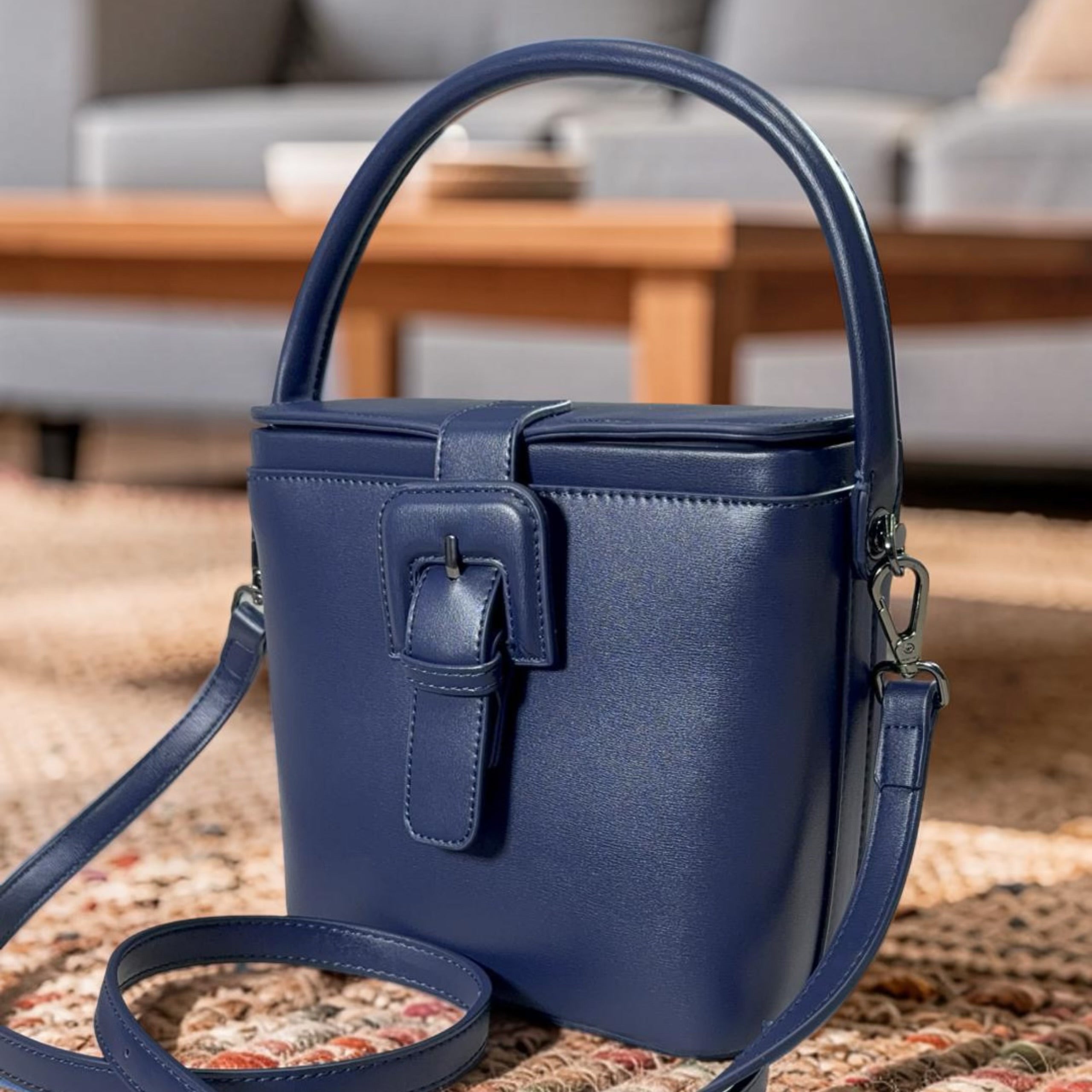 Bagco Top Handle Box Bag in Navy