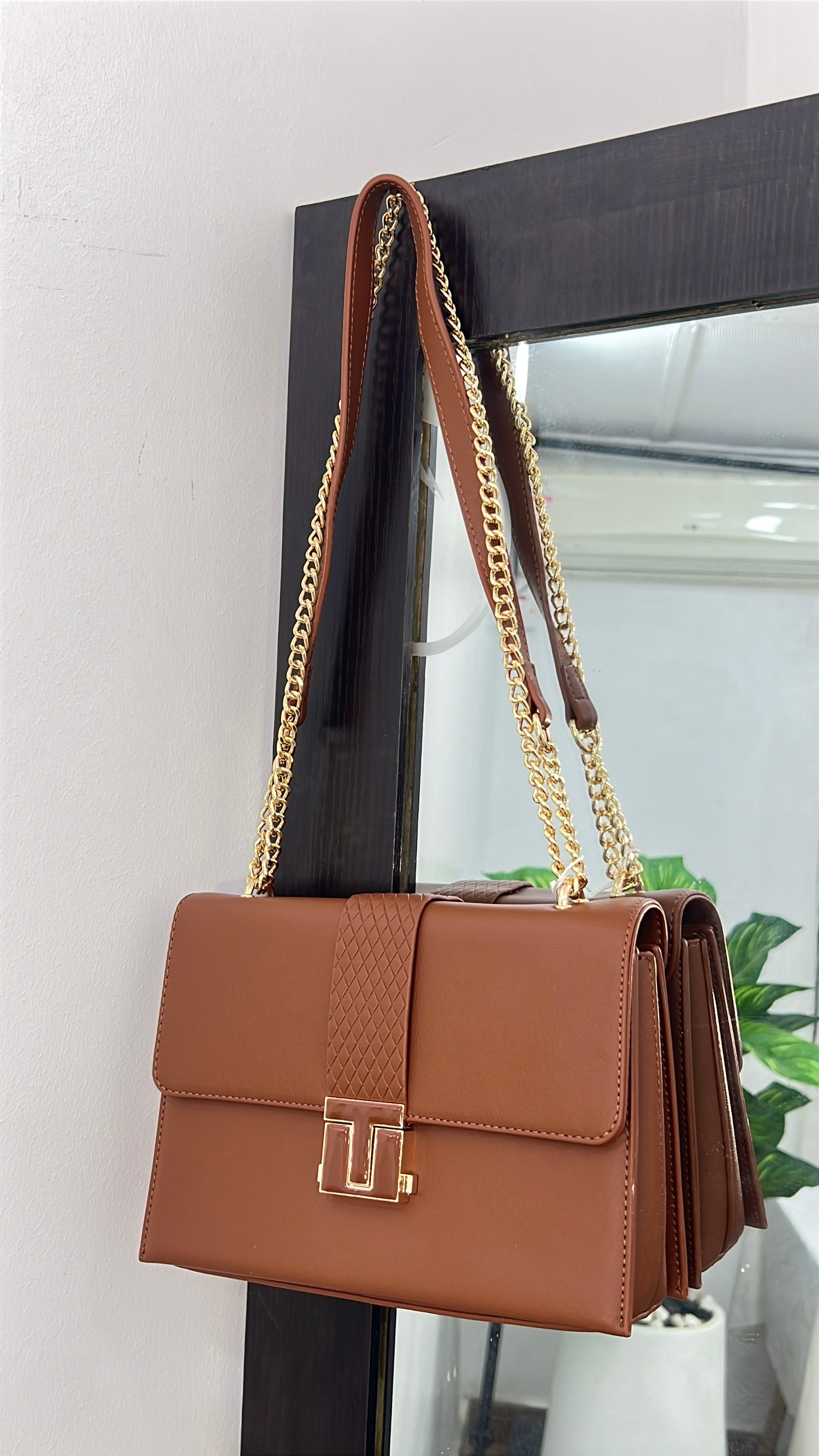 Bagco Slingback with Chain Straps in Brown
